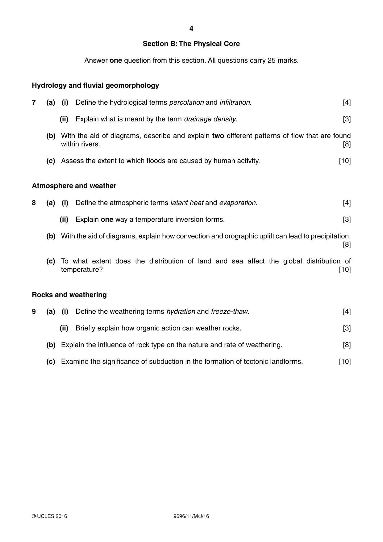 Cambridge A Level Geography 9696 2016 May/June Paper 1 · Variant 1 question paper, page 4 of 8