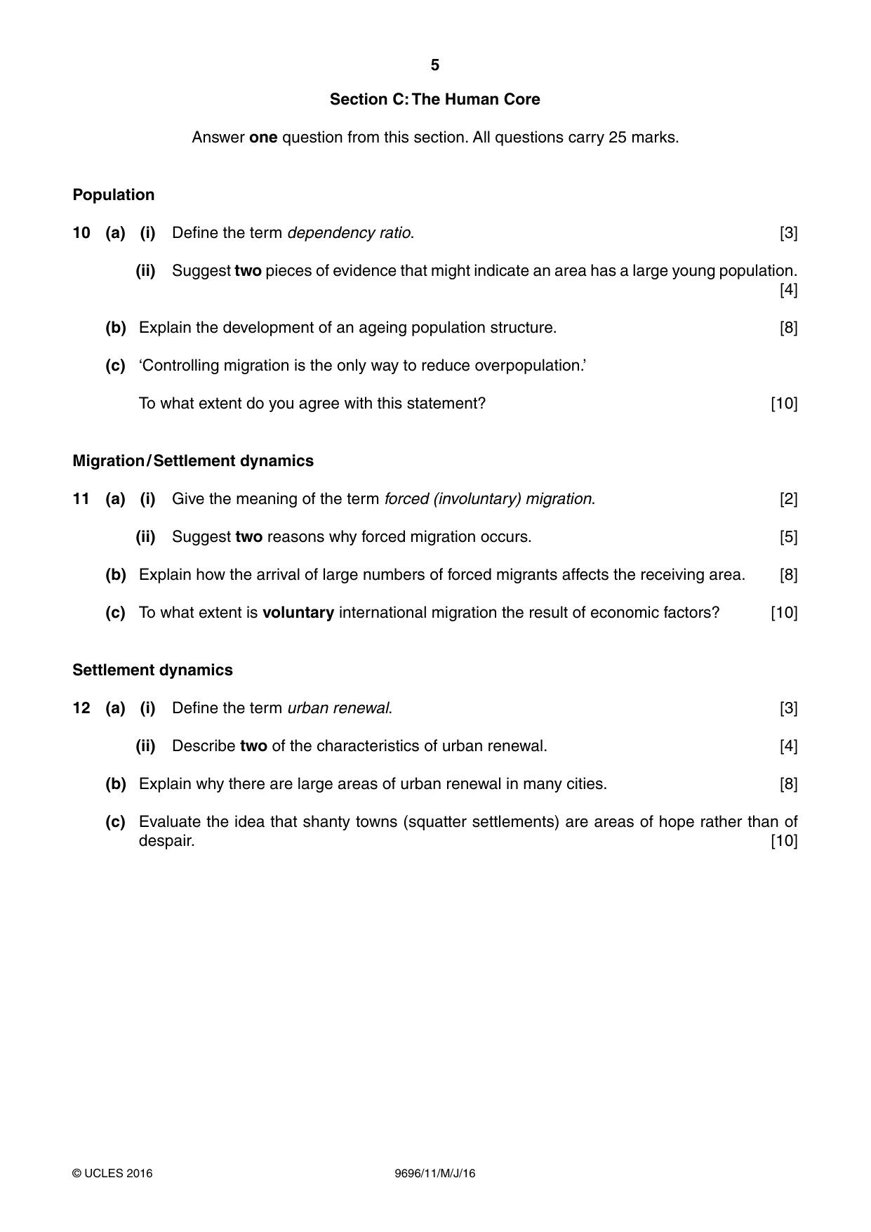 Cambridge A Level Geography 9696 2016 May/June Paper 1 · Variant 1 question paper, page 5 of 8