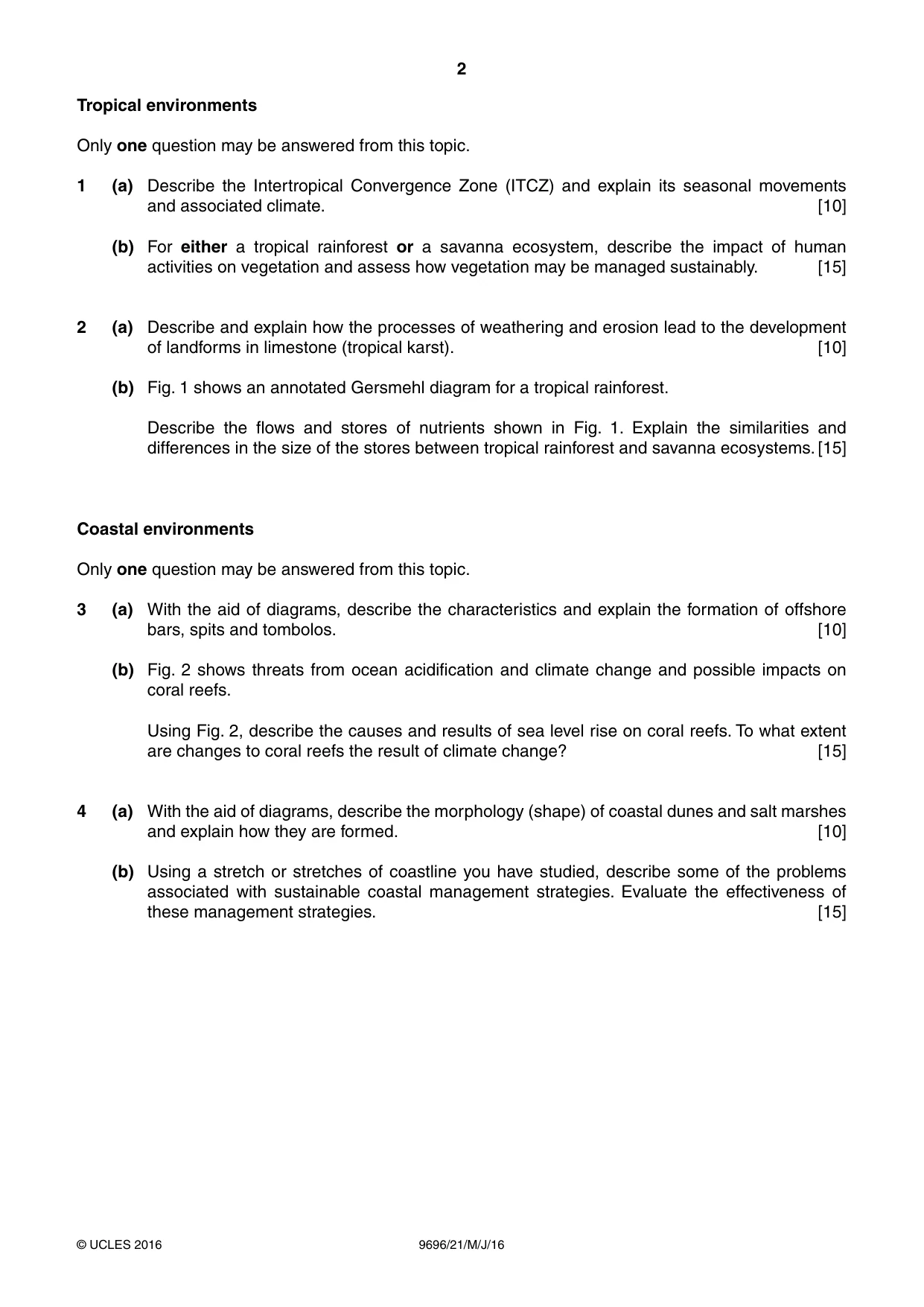 Cambridge A Level Geography 9696 2016 May/June Paper 2 · Variant 1 question paper, page 2 of 4