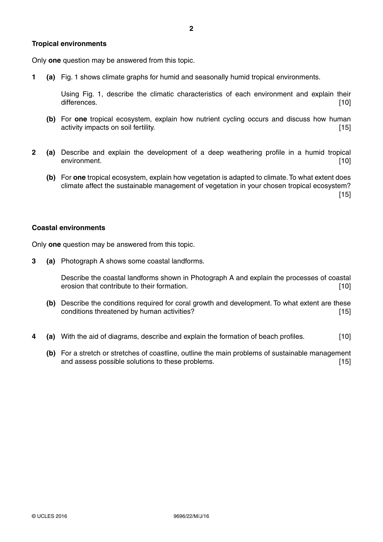 Cambridge A Level Geography 9696 2016 May/June Paper 2 · Variant 2 question paper, page 2 of 4