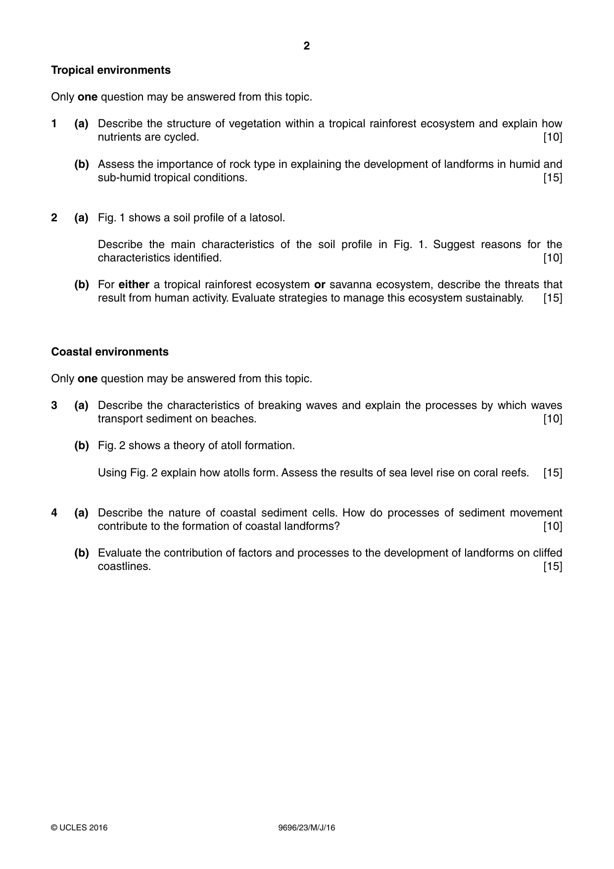Cambridge A Level Geography 9696 2016 May/June Paper 2 · Variant 3 question paper, page 2 of 4