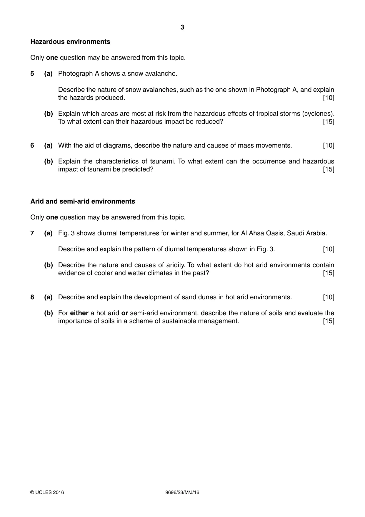 Cambridge A Level Geography 9696 2016 May/June Paper 2 · Variant 3 question paper, page 3 of 4