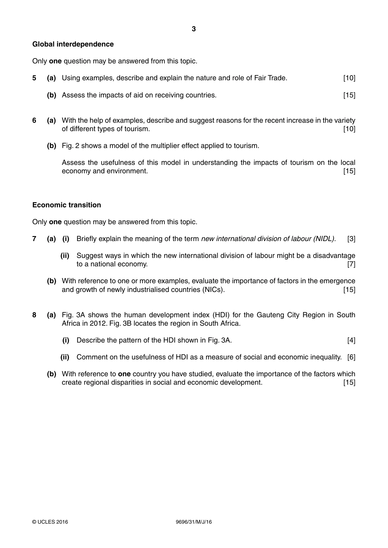 Cambridge A Level Geography 9696 2016 May/June Paper 3 · Variant 1 question paper, page 3 of 4