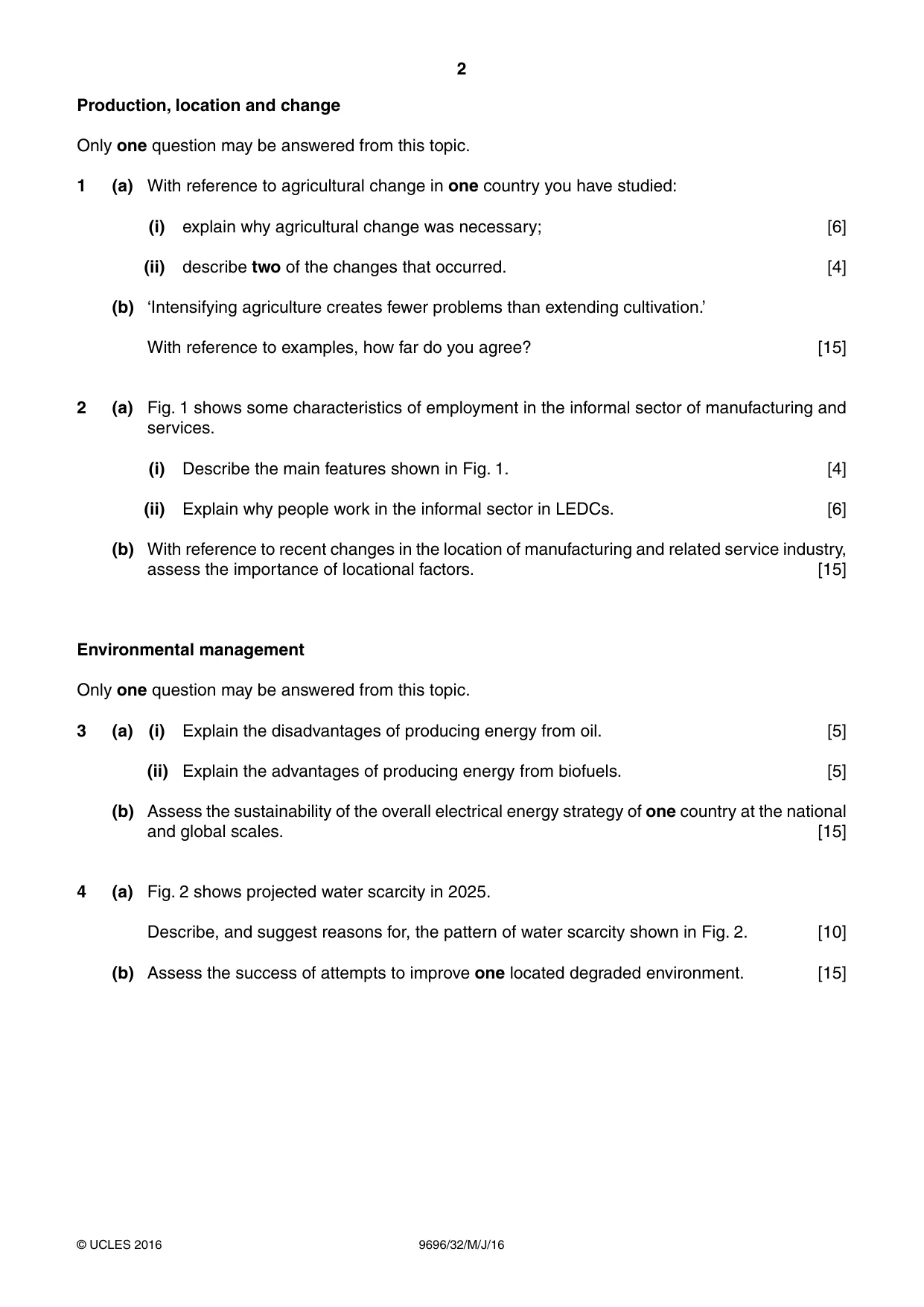 Cambridge A Level Geography 9696 2016 May/June Paper 3 · Variant 2 question paper, page 2 of 4