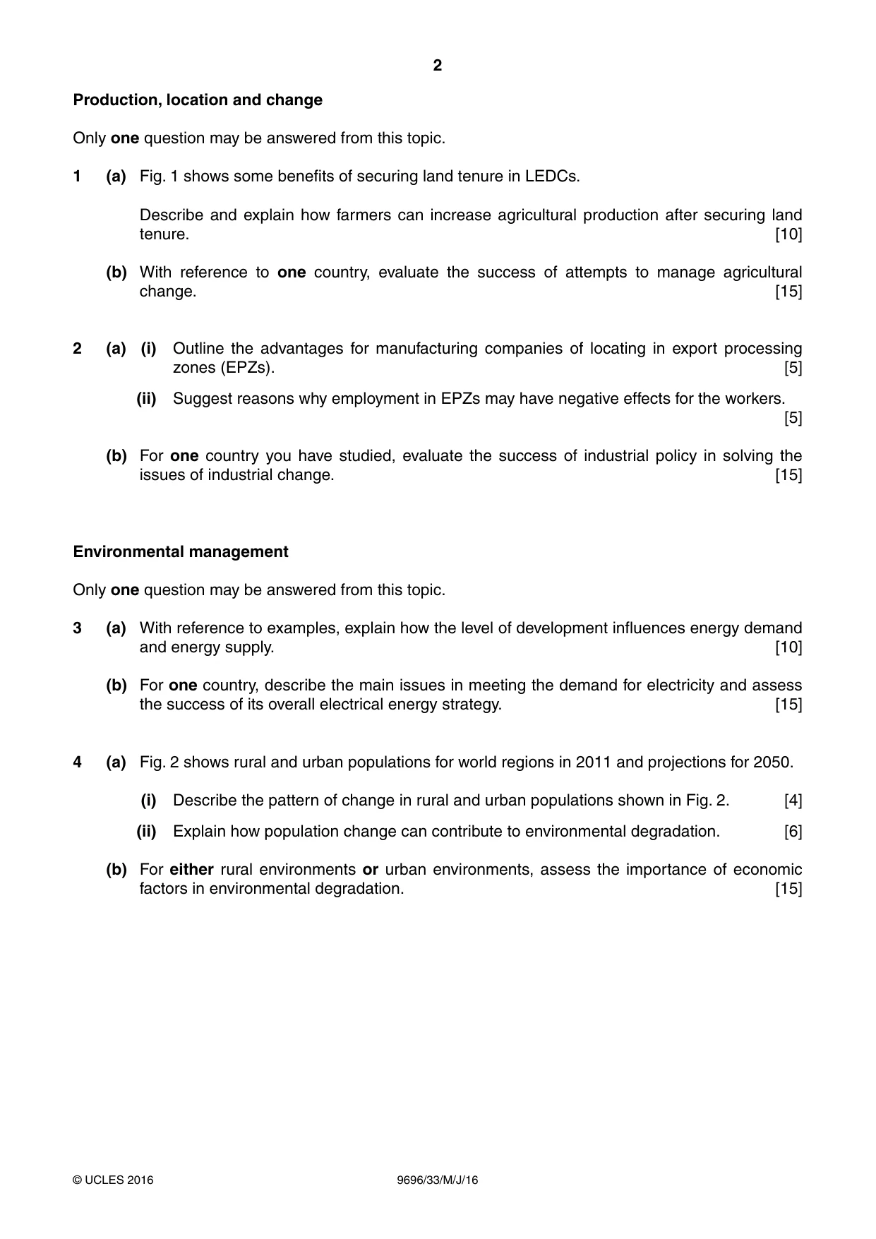 Cambridge A Level Geography 9696 2016 May/June Paper 3 · Variant 3 question paper, page 2 of 4