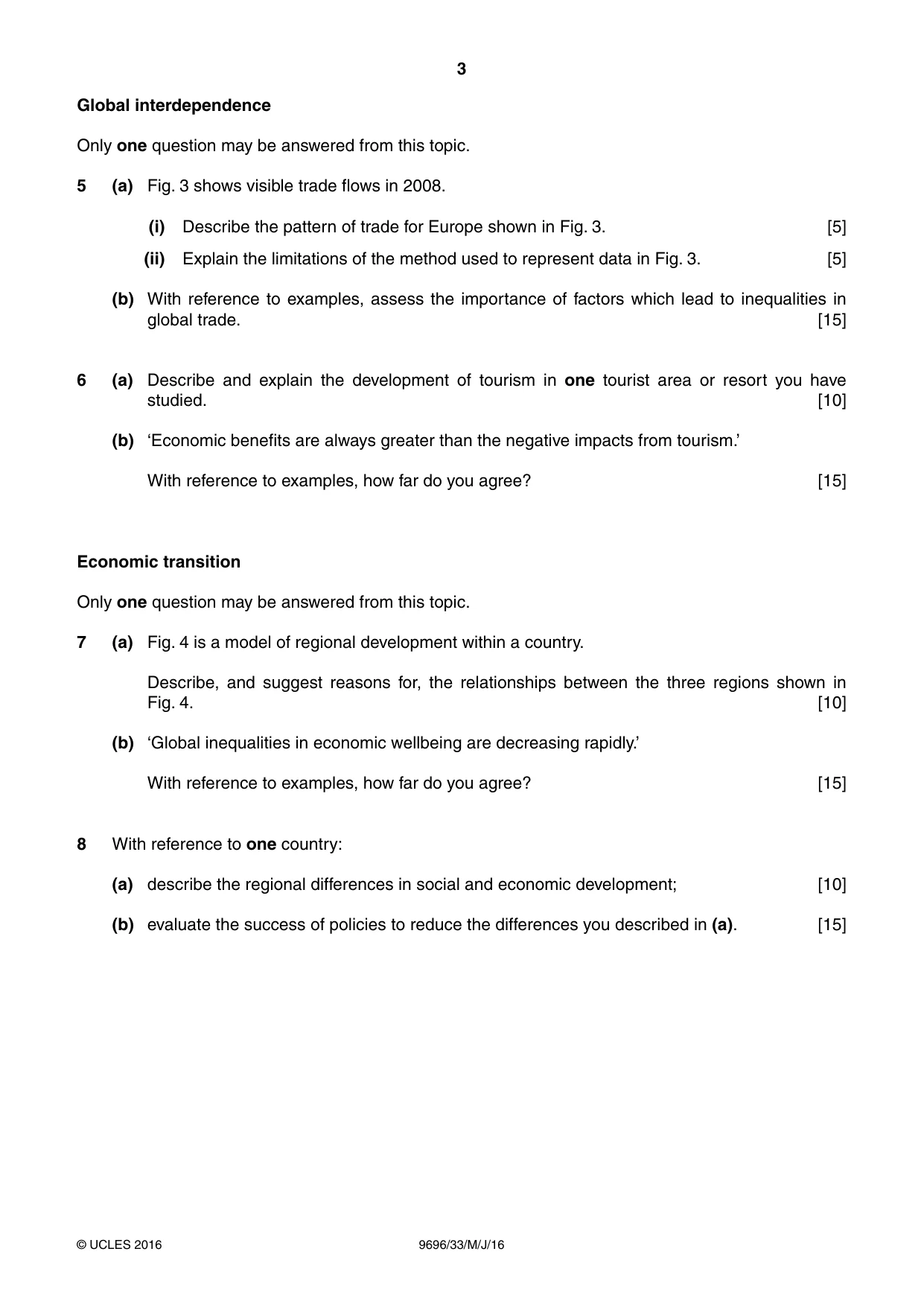 Cambridge A Level Geography 9696 2016 May/June Paper 3 · Variant 3 question paper, page 3 of 4