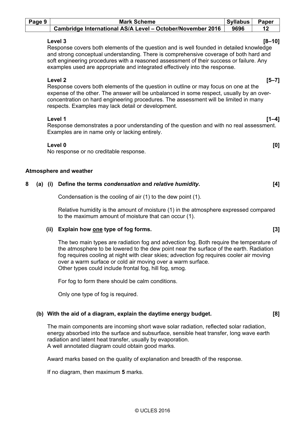 Mark scheme, page 9 of 16