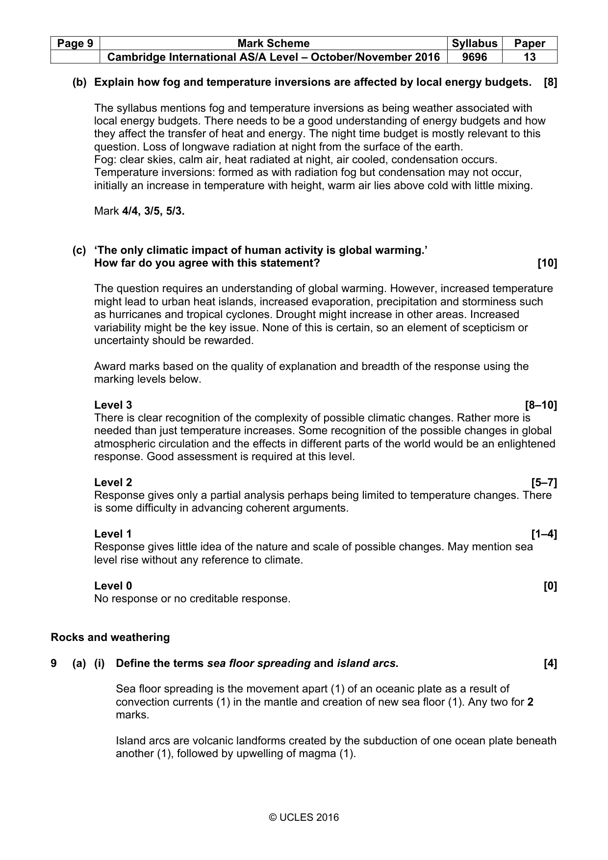 Mark scheme, page 9 of 15