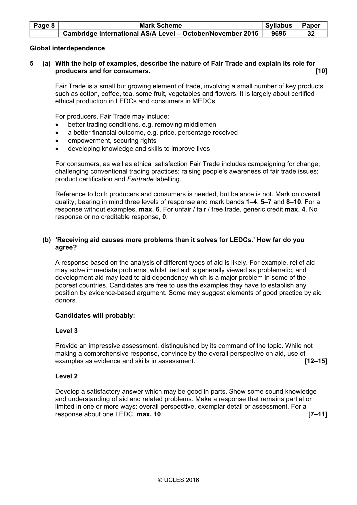 Mark scheme, page 8 of 13