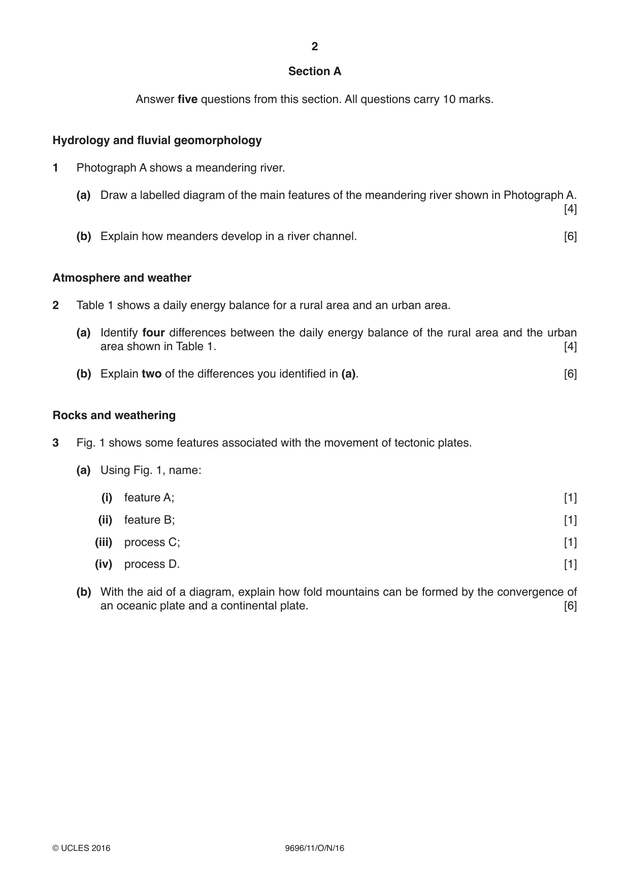 Cambridge A Level Geography 9696 2016 Oct/Nov Paper 1 · Variant 1 question paper, page 2 of 8