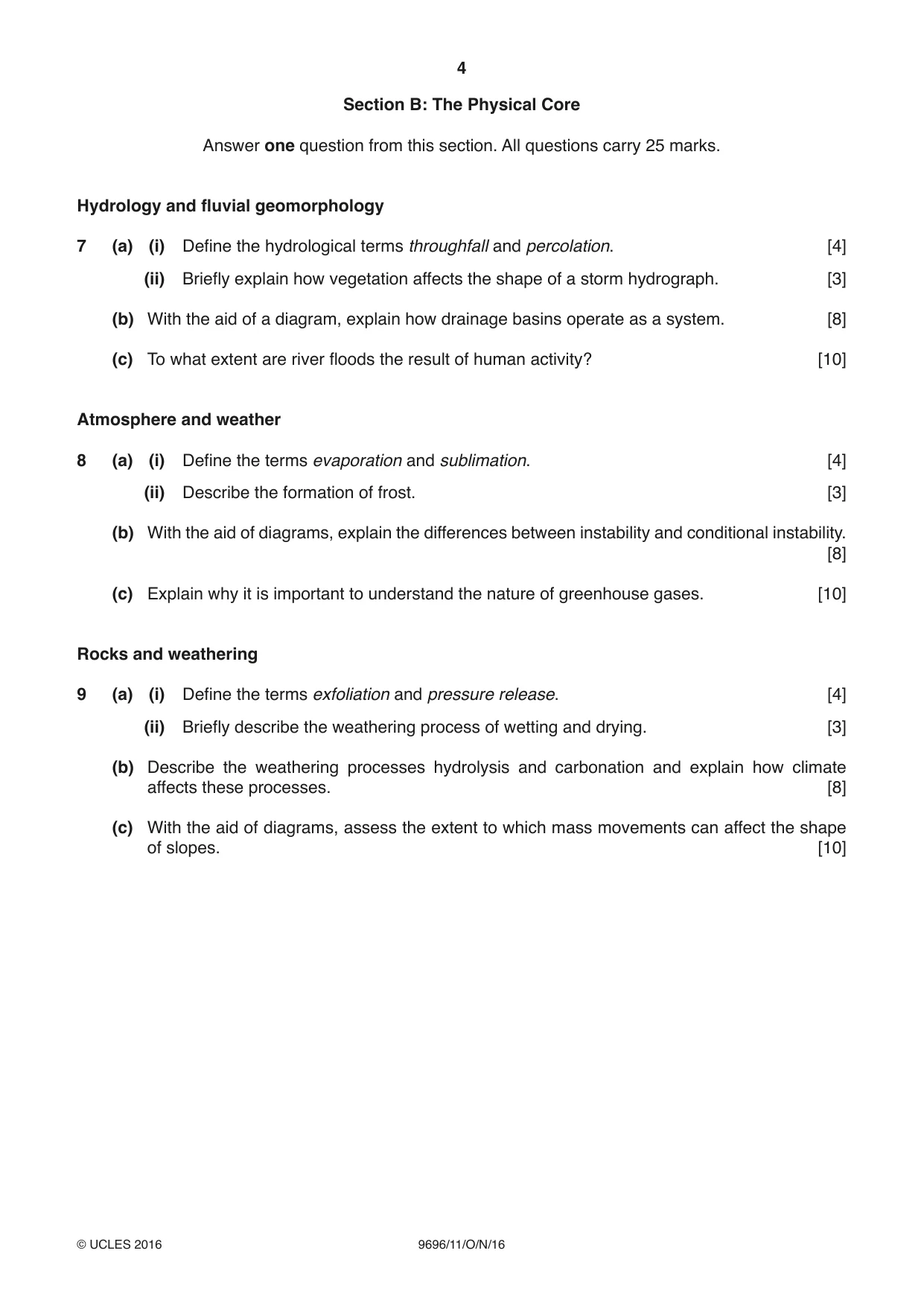 Cambridge A Level Geography 9696 2016 Oct/Nov Paper 1 · Variant 1 question paper, page 4 of 8