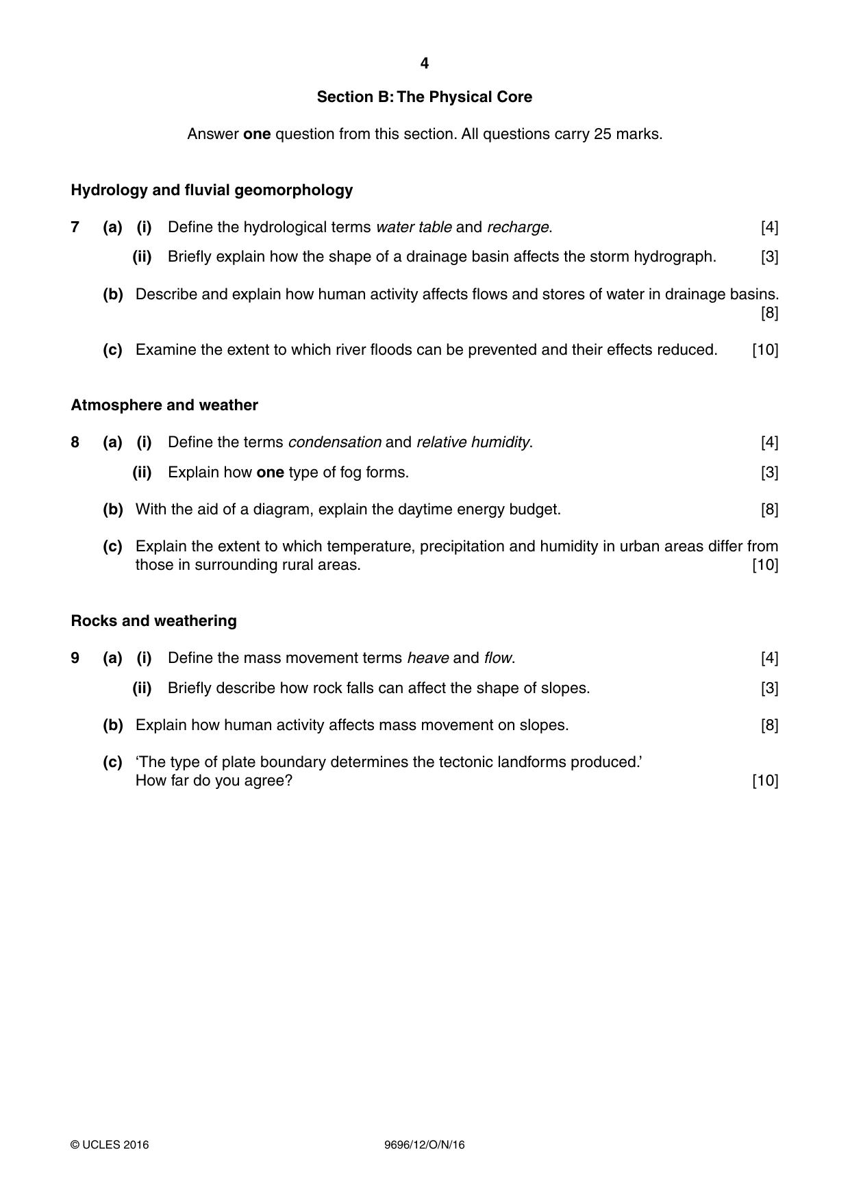 Cambridge A Level Geography 9696 2016 Oct/Nov Paper 1 · Variant 2 question paper, page 4 of 8