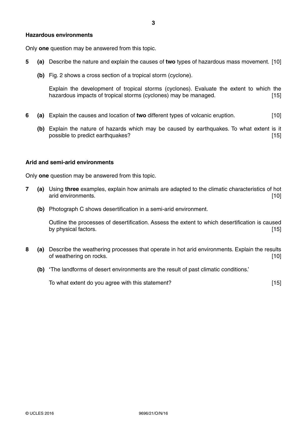 Cambridge A Level Geography 9696 2016 Oct/Nov Paper 2 · Variant 1 question paper, page 3 of 4