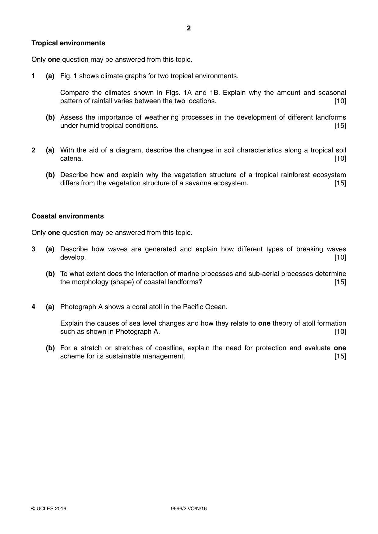 Cambridge A Level Geography 9696 2016 Oct/Nov Paper 2 · Variant 2 question paper, page 2 of 4