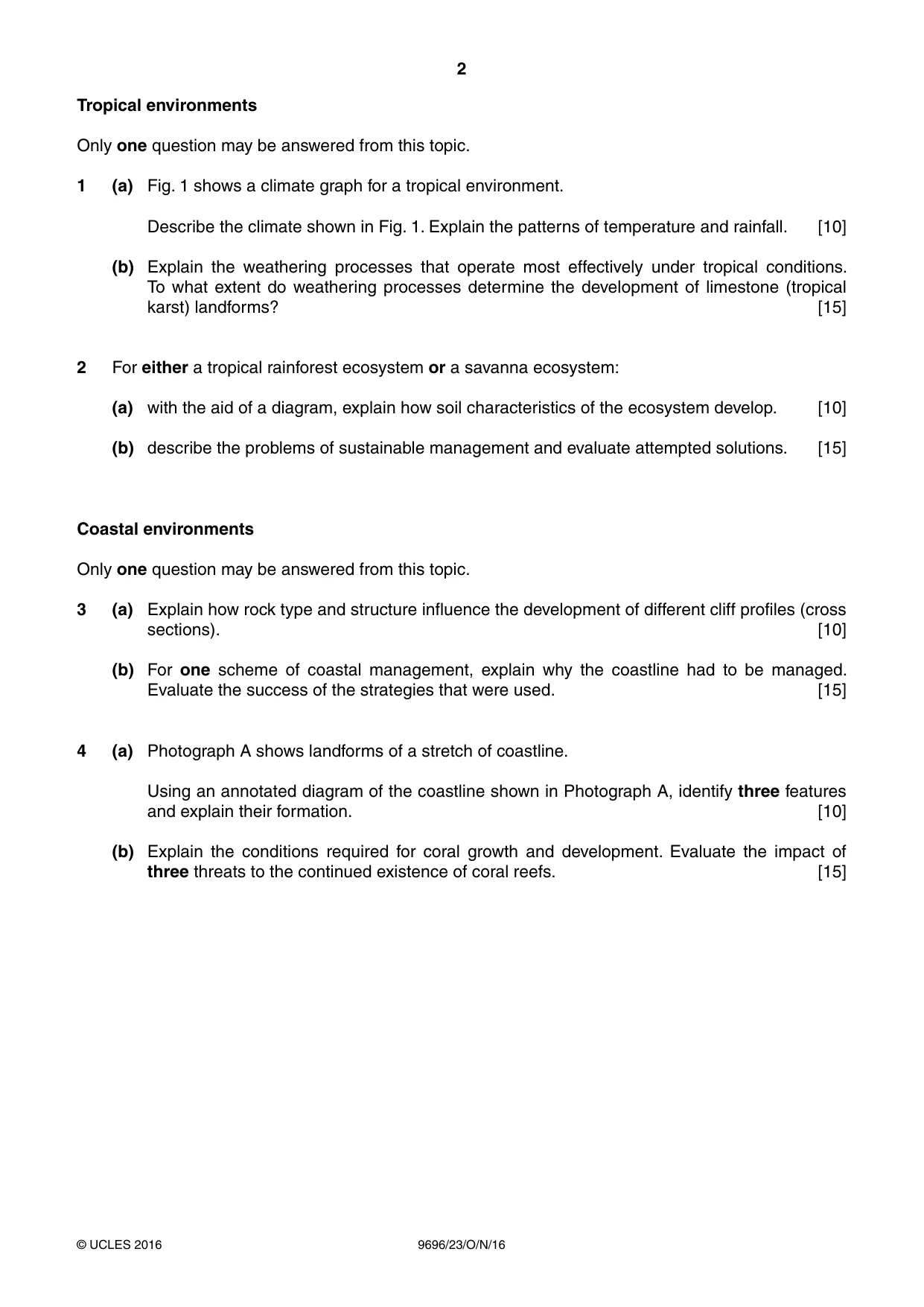 Cambridge A Level Geography 9696 2016 Oct/Nov Paper 2 · Variant 3 question paper, page 2 of 4