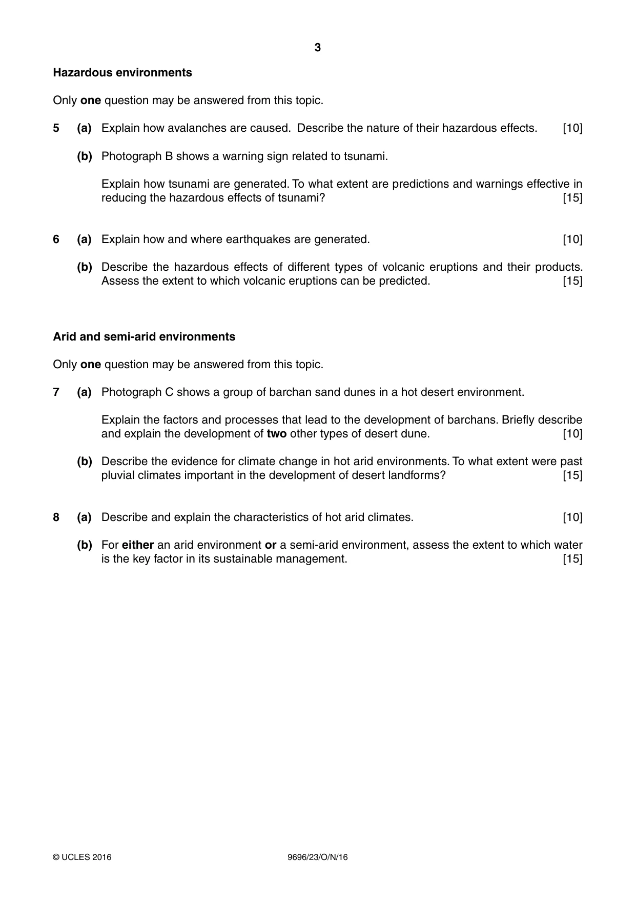 Cambridge A Level Geography 9696 2016 Oct/Nov Paper 2 · Variant 3 question paper, page 3 of 4