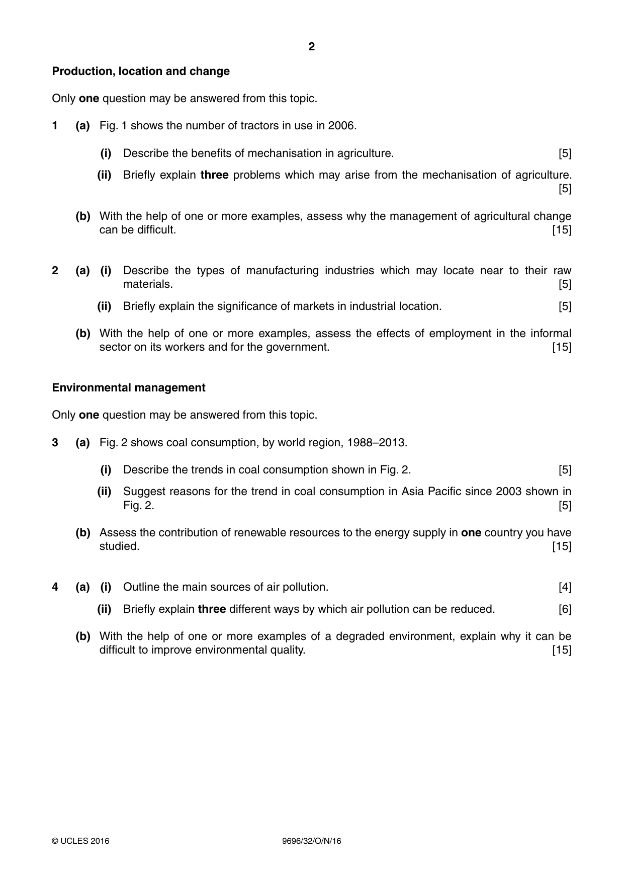 Cambridge A Level Geography 9696 2016 Oct/Nov Paper 3 · Variant 2 question paper, page 2 of 4