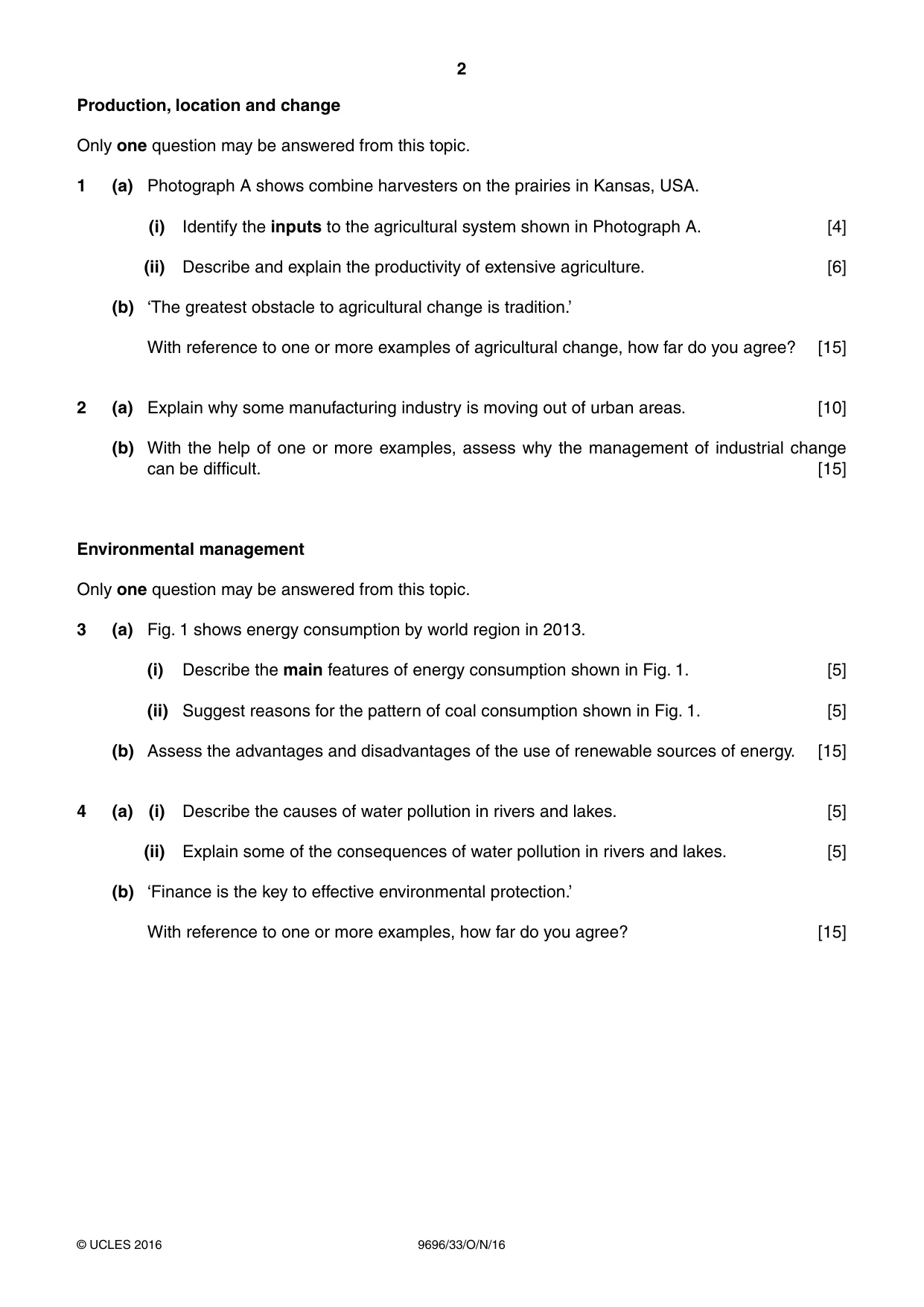 Cambridge A Level Geography 9696 2016 Oct/Nov Paper 3 · Variant 3 question paper, page 2 of 4