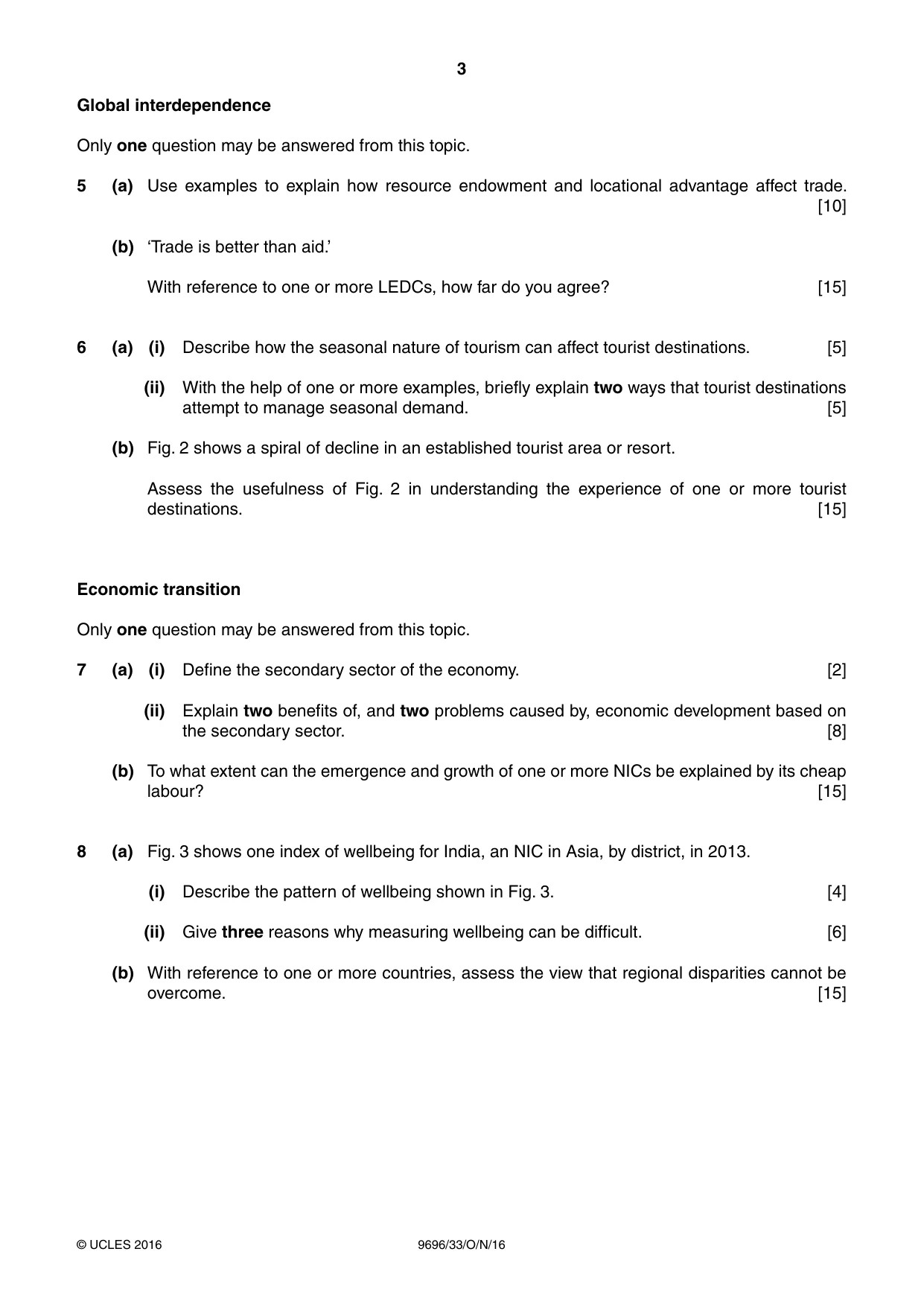 Cambridge A Level Geography 9696 2016 Oct/Nov Paper 3 · Variant 3 question paper, page 3 of 4