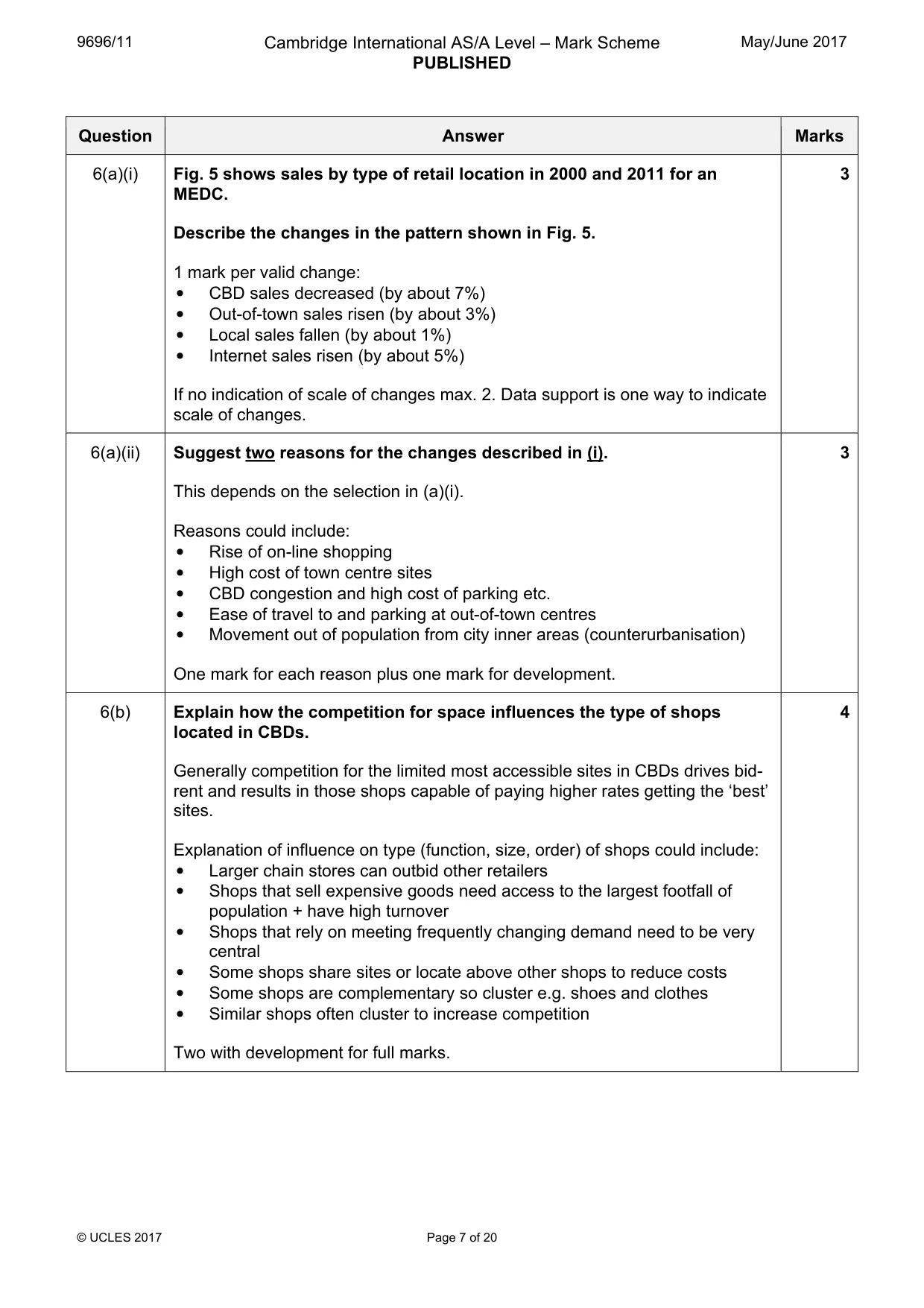 Mark scheme, page 7 of 20