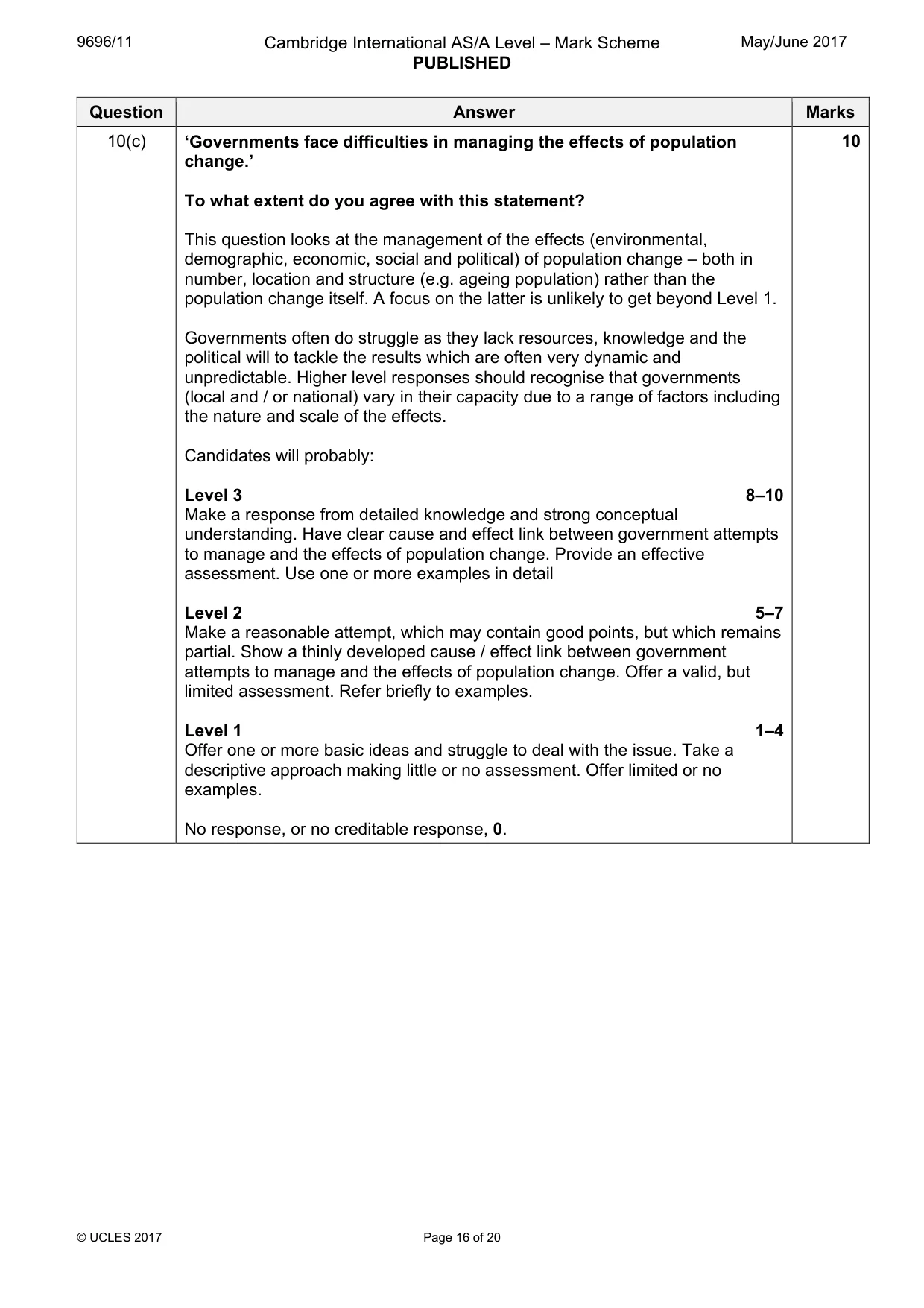 Mark scheme, page 16 of 20