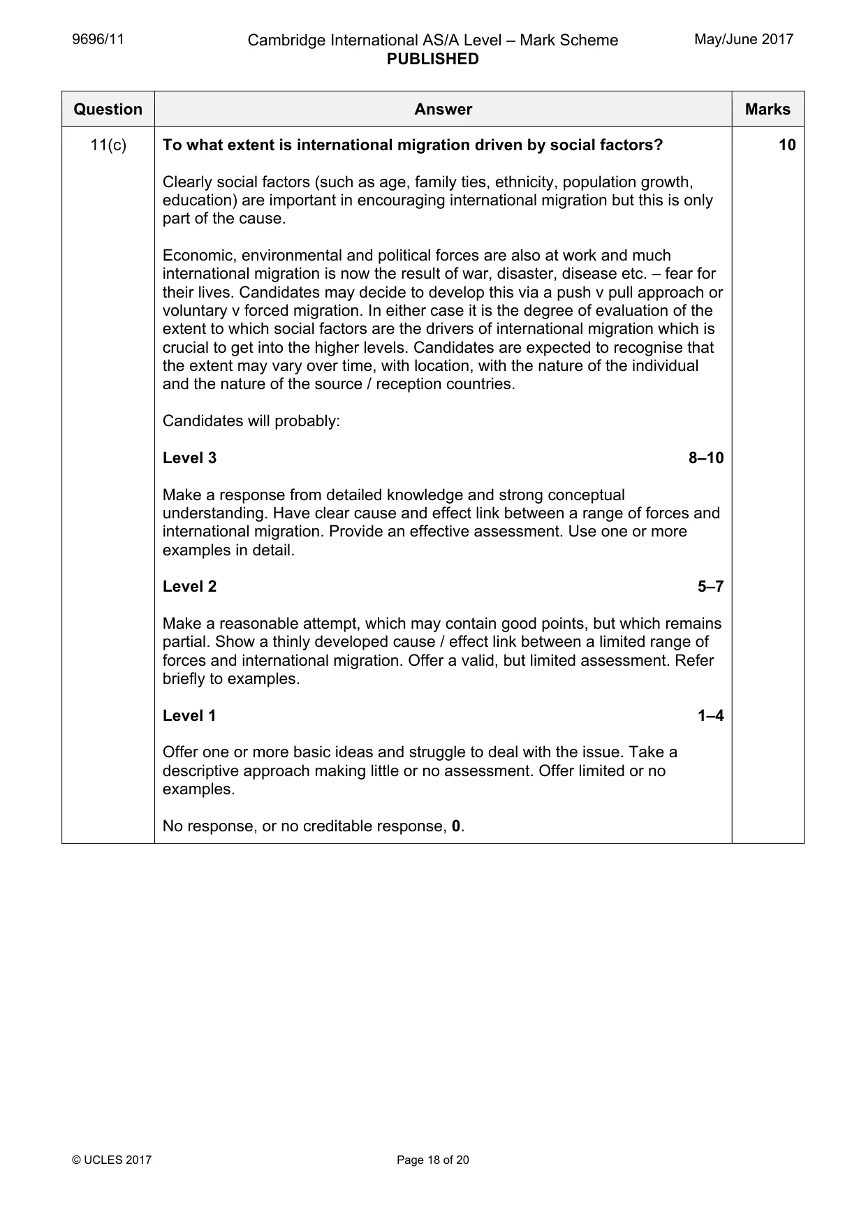 Mark scheme, page 18 of 20