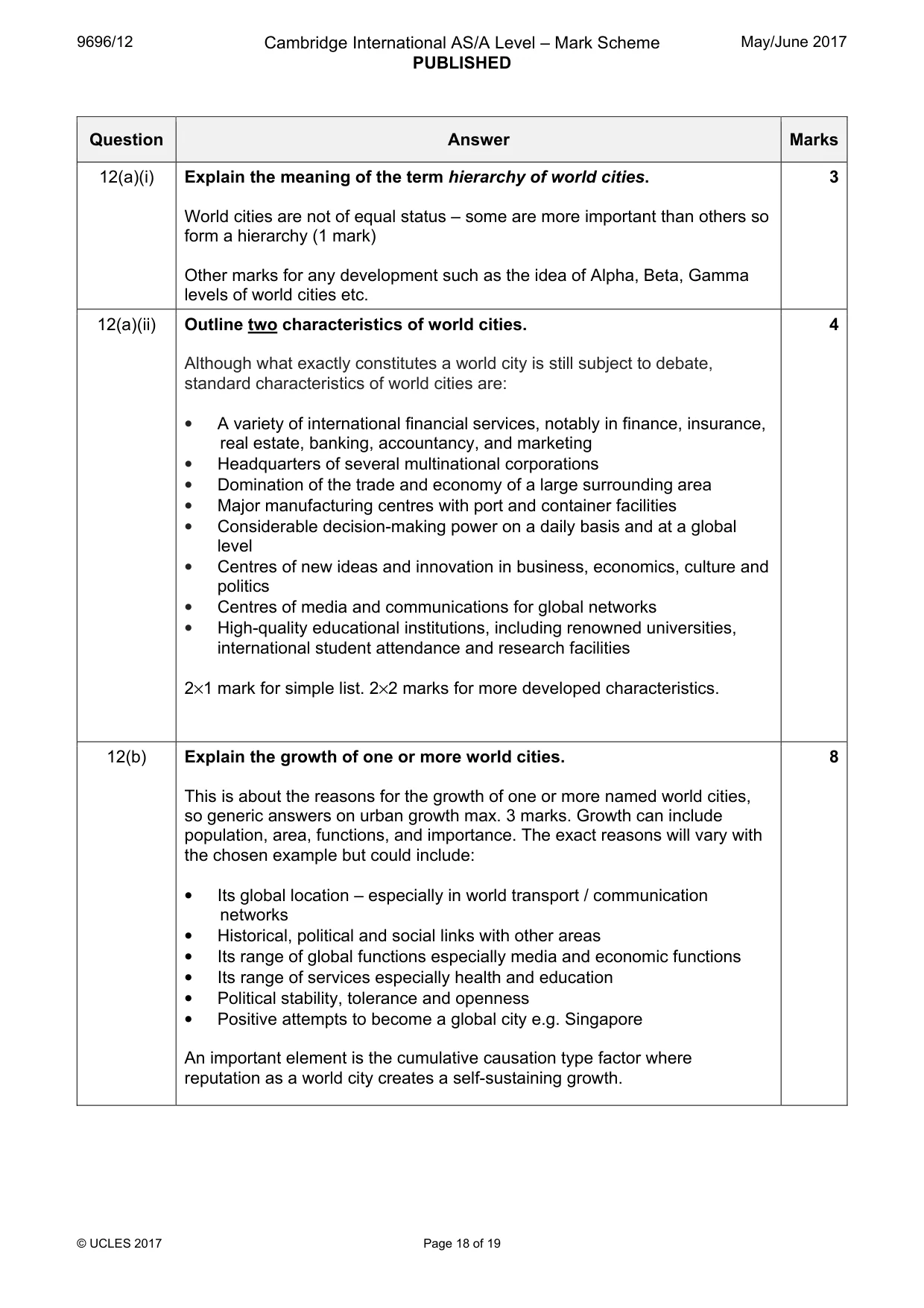 Mark scheme, page 18 of 19