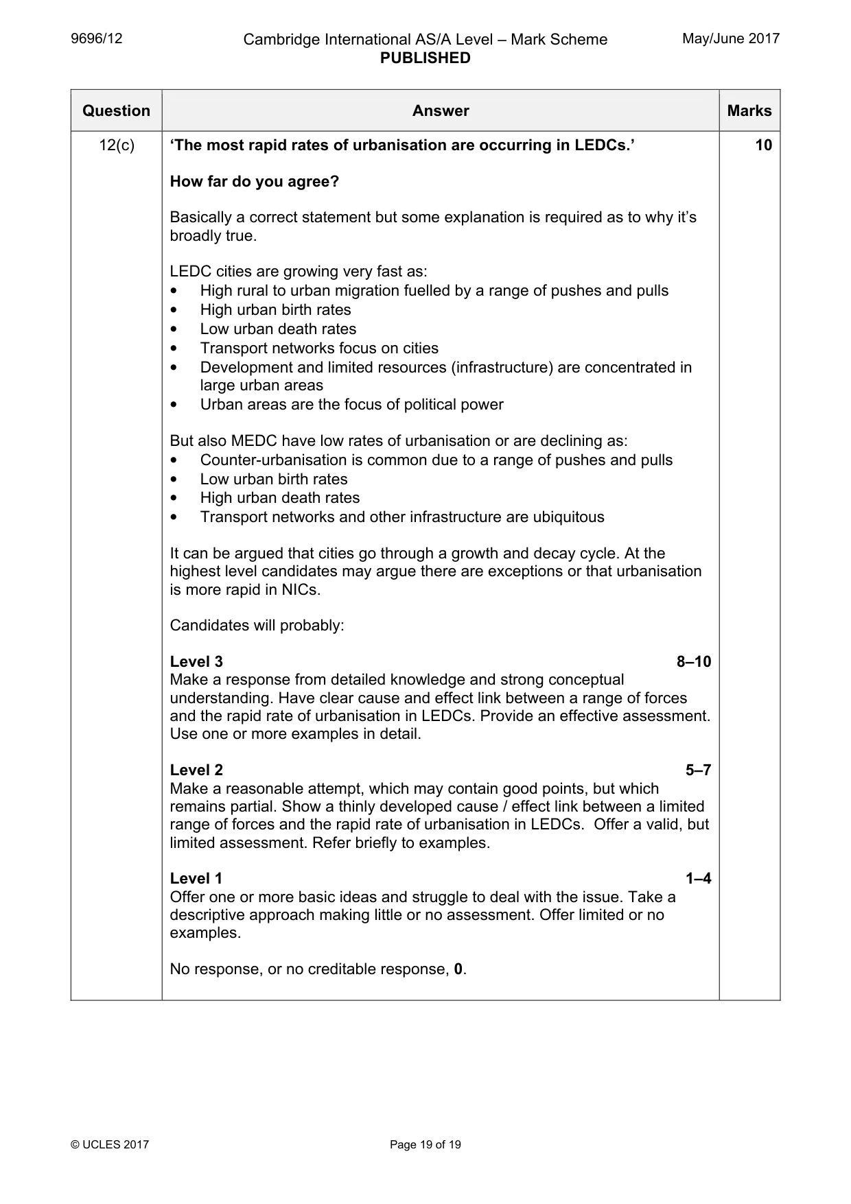 Mark scheme, page 19 of 19