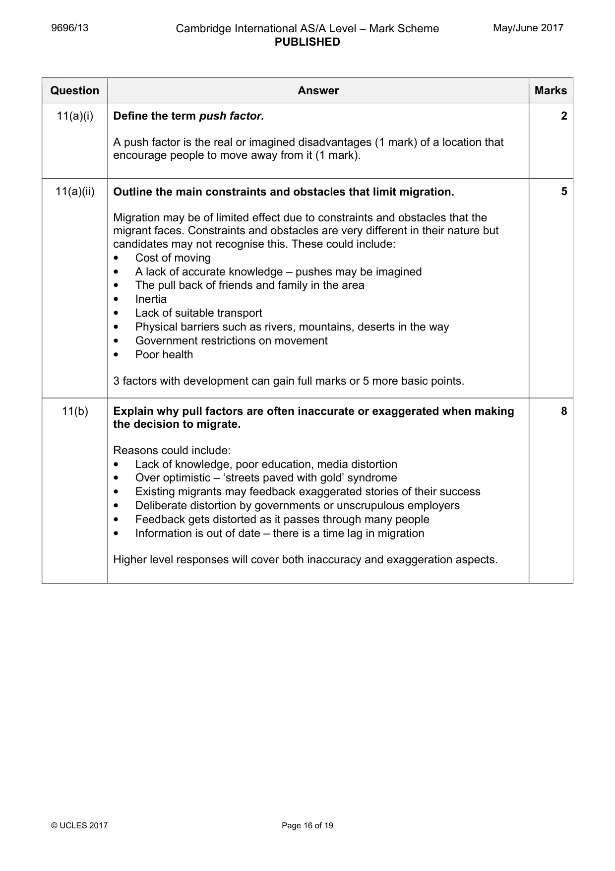 Mark scheme, page 16 of 19