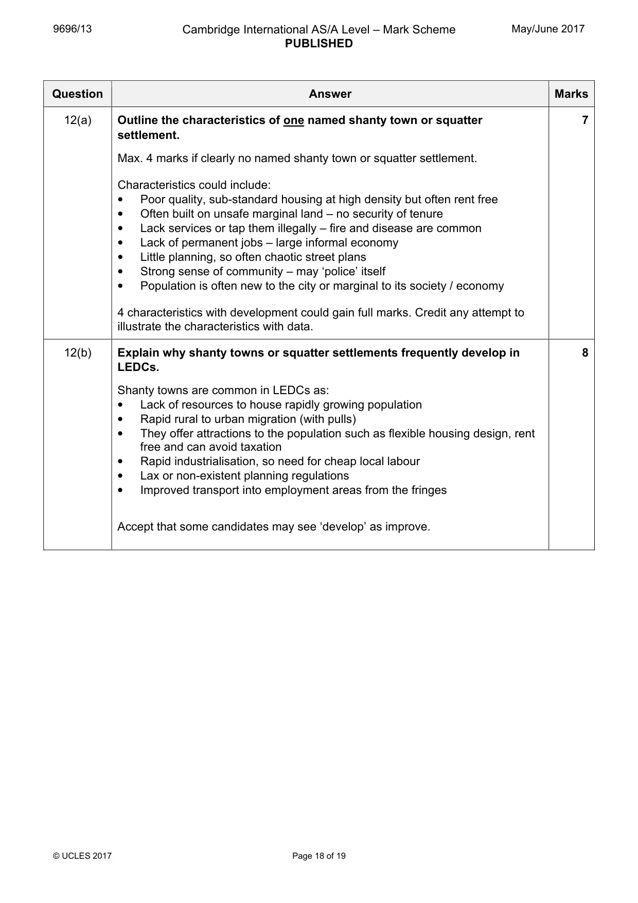 Mark scheme, page 18 of 19