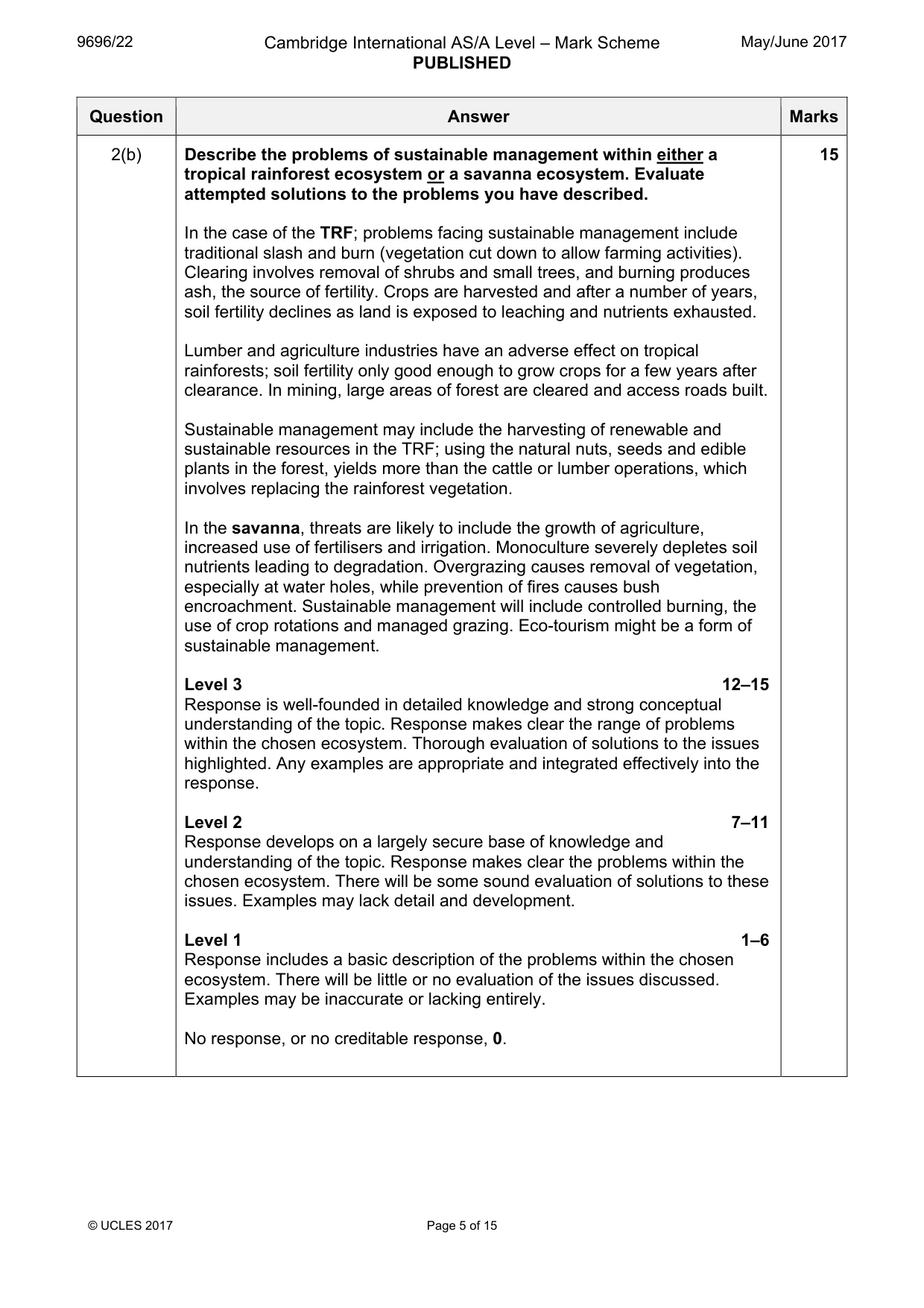 Mark scheme, page 5 of 15