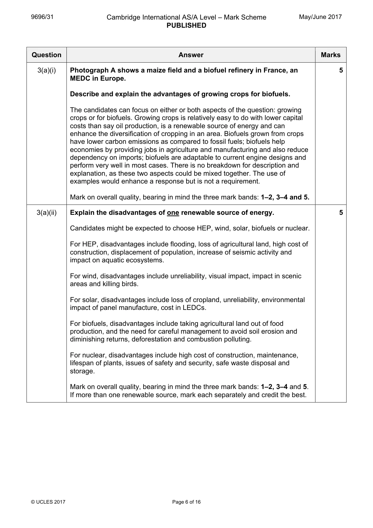 Mark scheme, page 6 of 16
