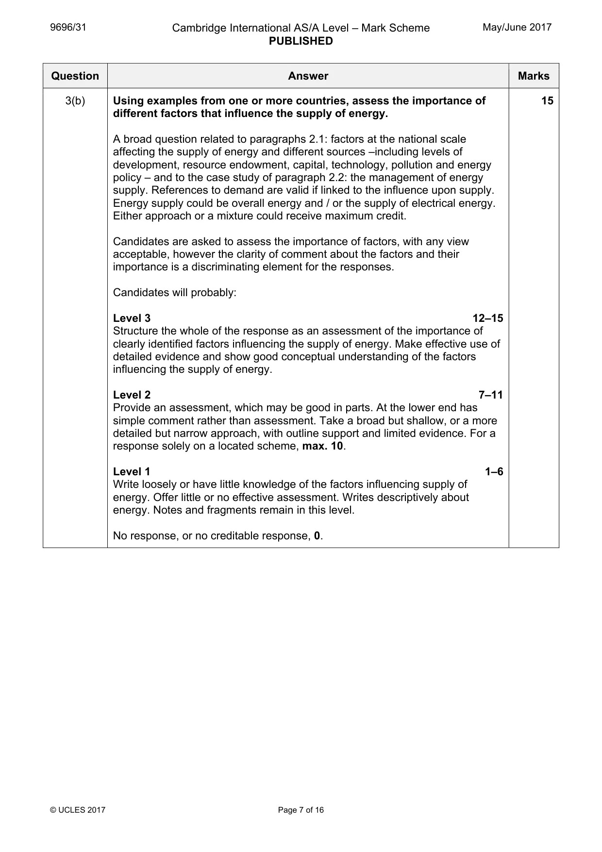 Mark scheme, page 7 of 16