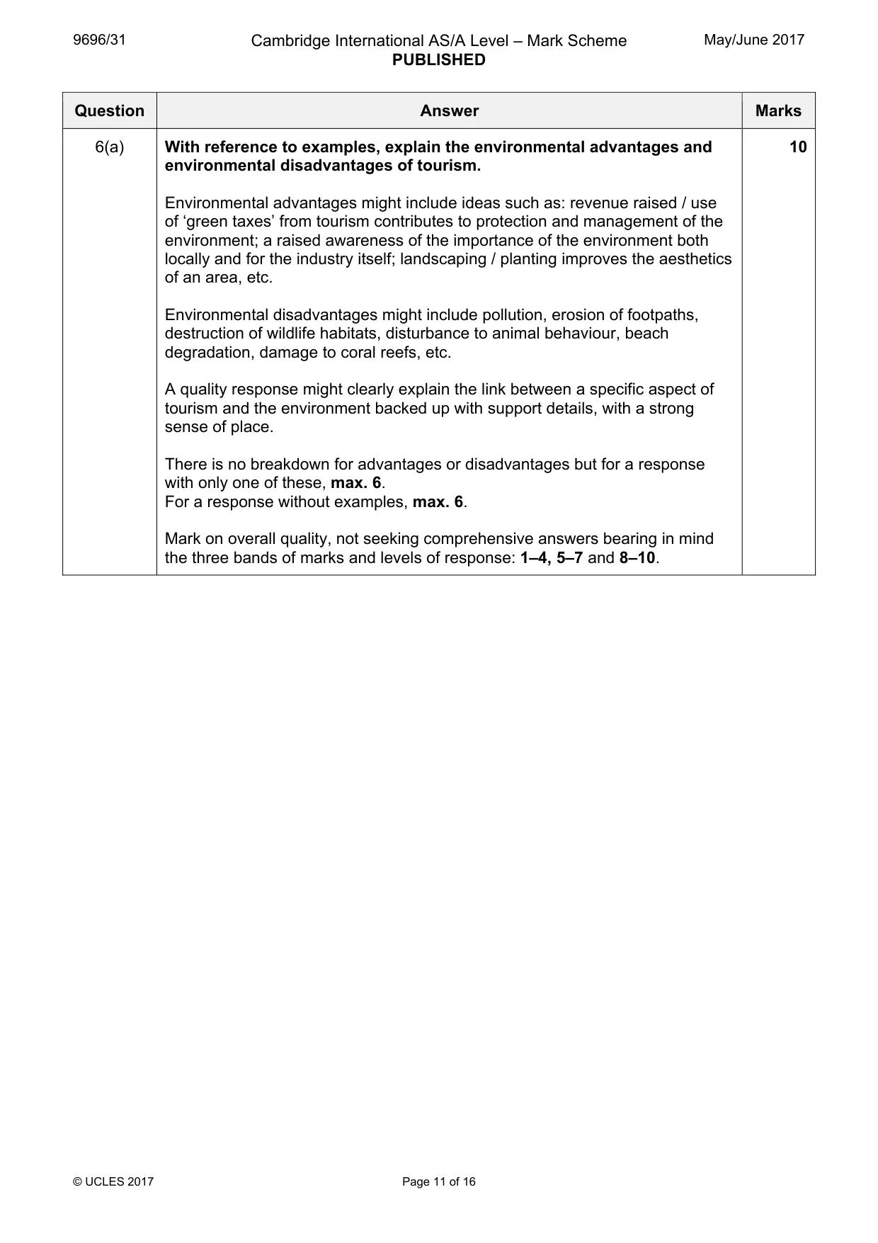 Mark scheme, page 11 of 16