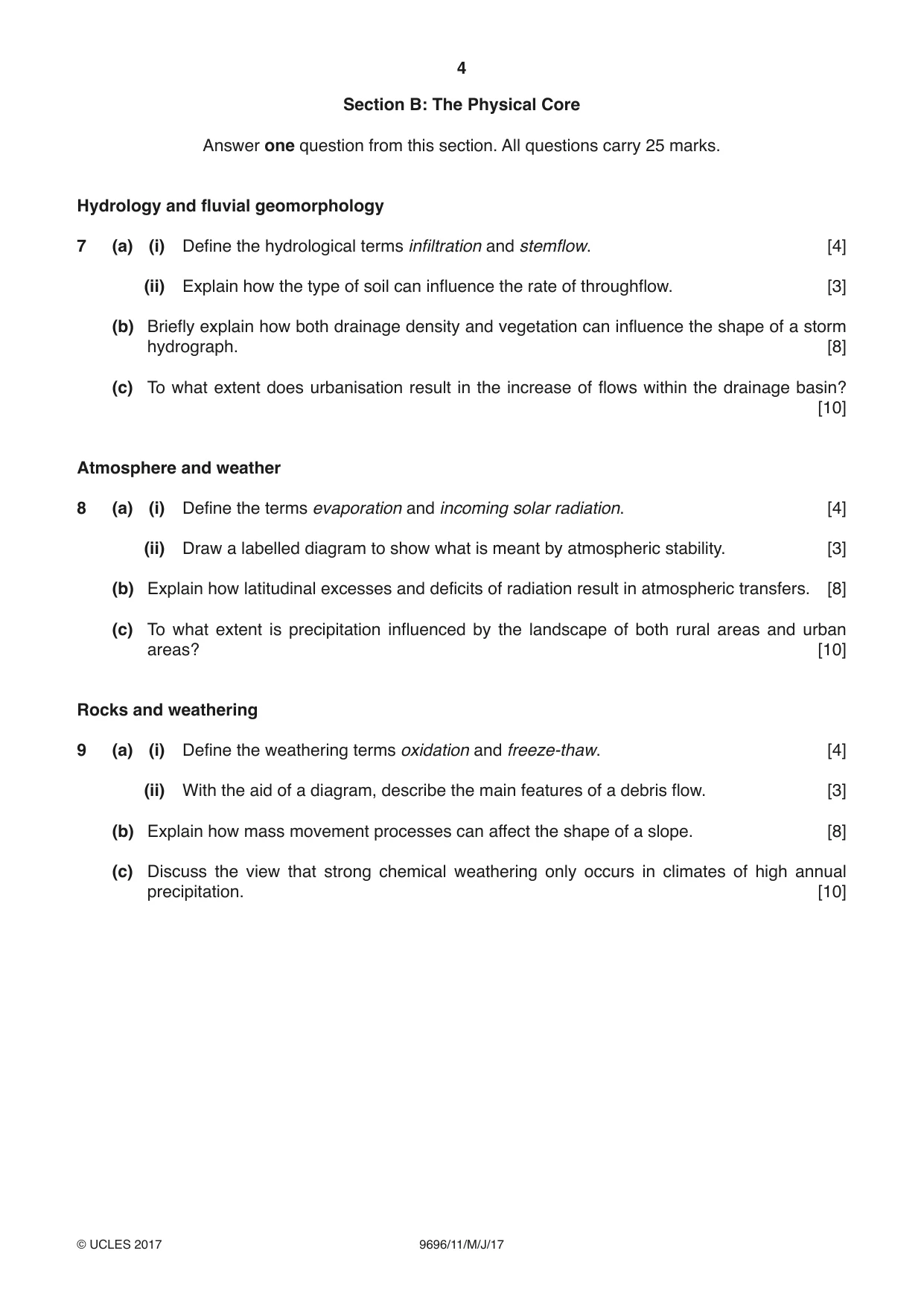 Cambridge A Level Geography 9696 2017 May/June Paper 1 · Variant 1 question paper, page 4 of 8