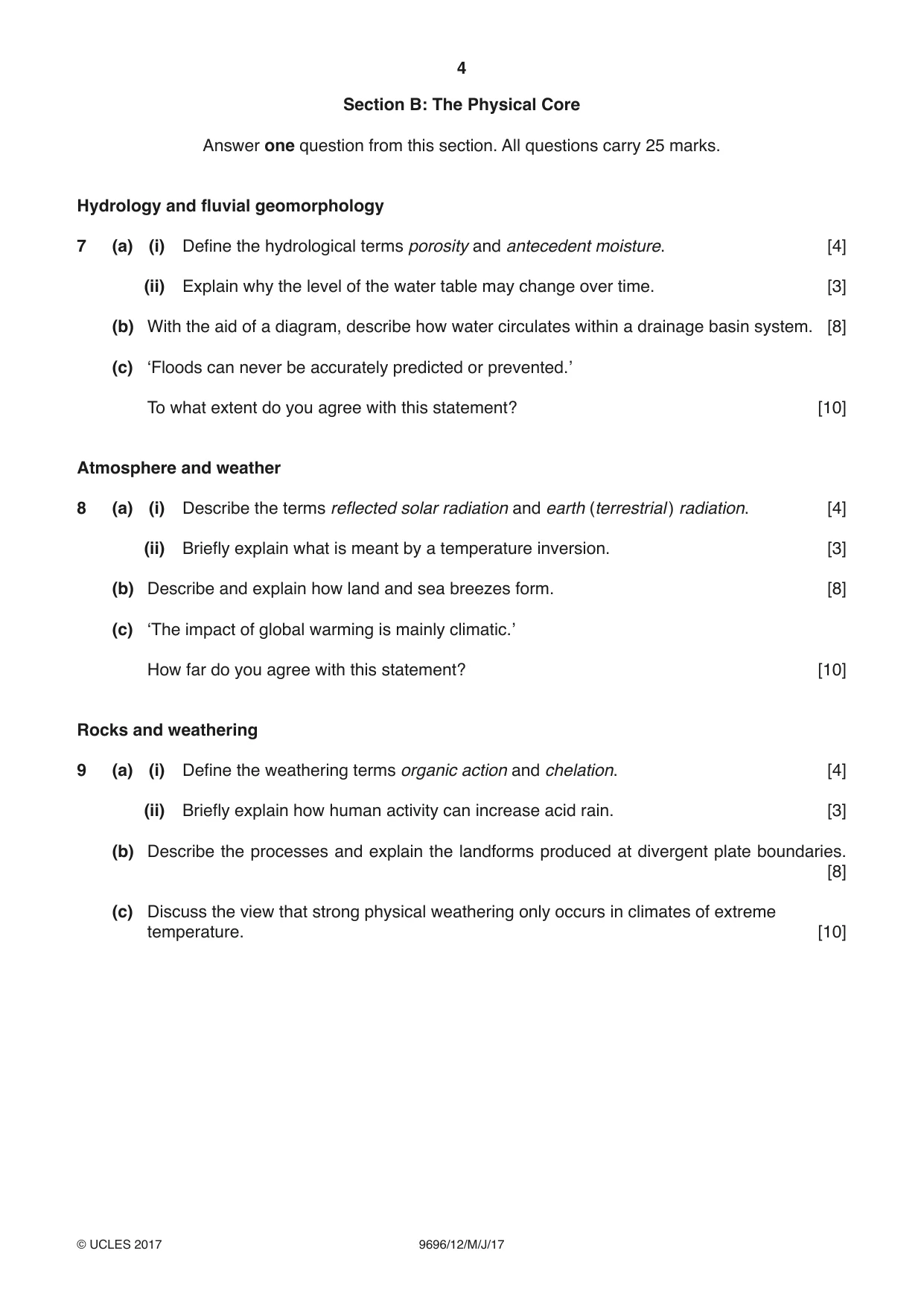 Cambridge A Level Geography 9696 2017 May/June Paper 1 · Variant 2 question paper, page 4 of 8