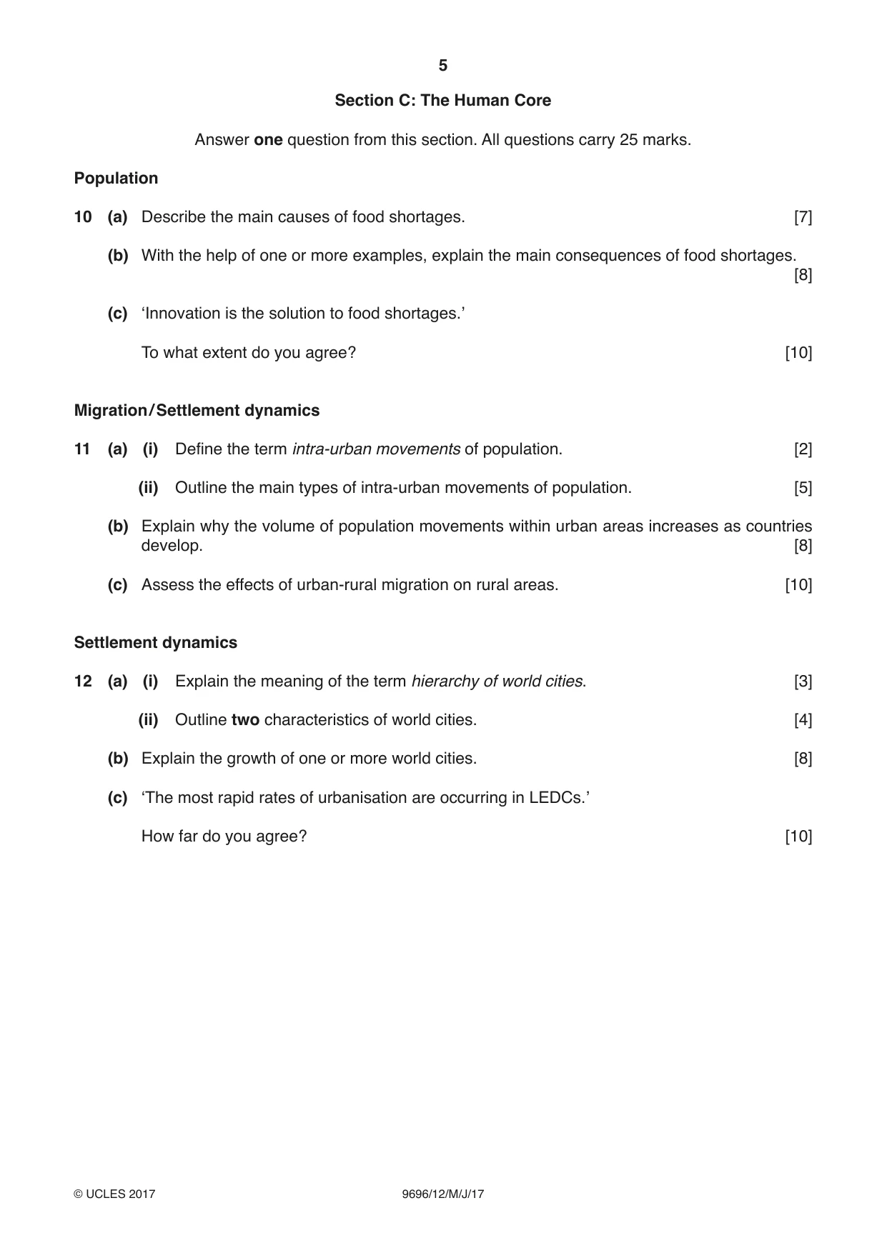 Cambridge A Level Geography 9696 2017 May/June Paper 1 · Variant 2 question paper, page 5 of 8