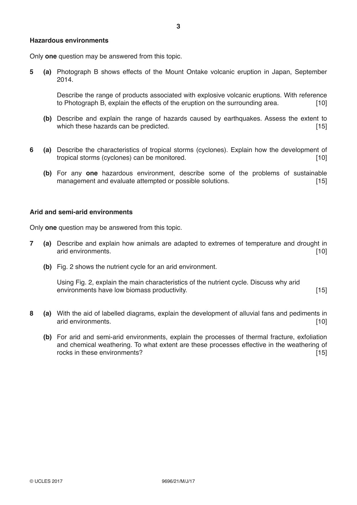 Cambridge A Level Geography 9696 2017 May/June Paper 2 · Variant 1 question paper, page 3 of 4