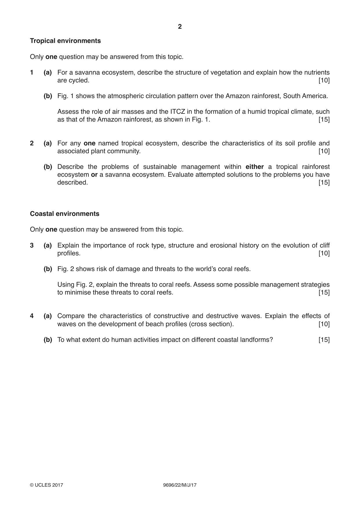 Cambridge A Level Geography 9696 2017 May/June Paper 2 · Variant 2 question paper, page 2 of 4