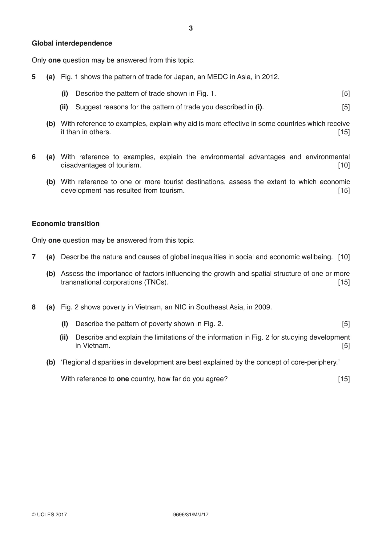 Cambridge A Level Geography 9696 2017 May/June Paper 3 · Variant 1 question paper, page 3 of 4