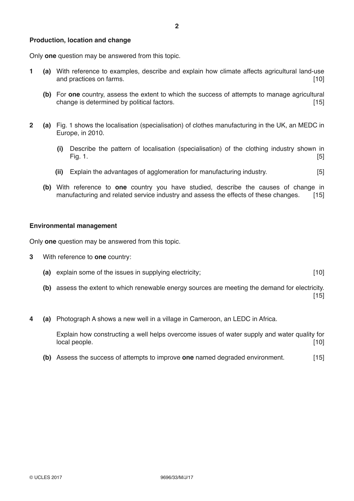 Cambridge A Level Geography 9696 2017 May/June Paper 3 · Variant 3 question paper, page 2 of 4