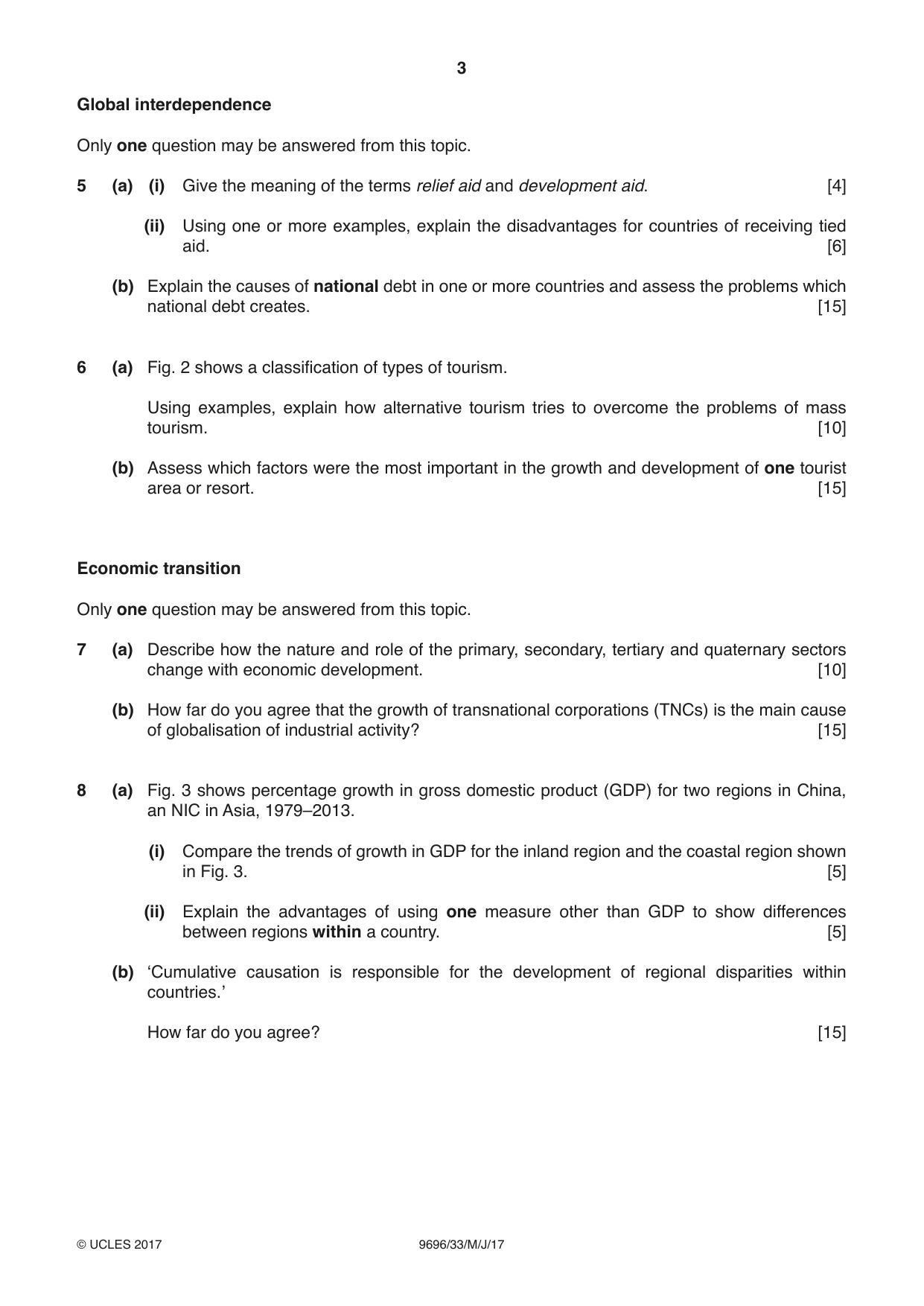 Cambridge A Level Geography 9696 2017 May/June Paper 3 · Variant 3 question paper, page 3 of 4
