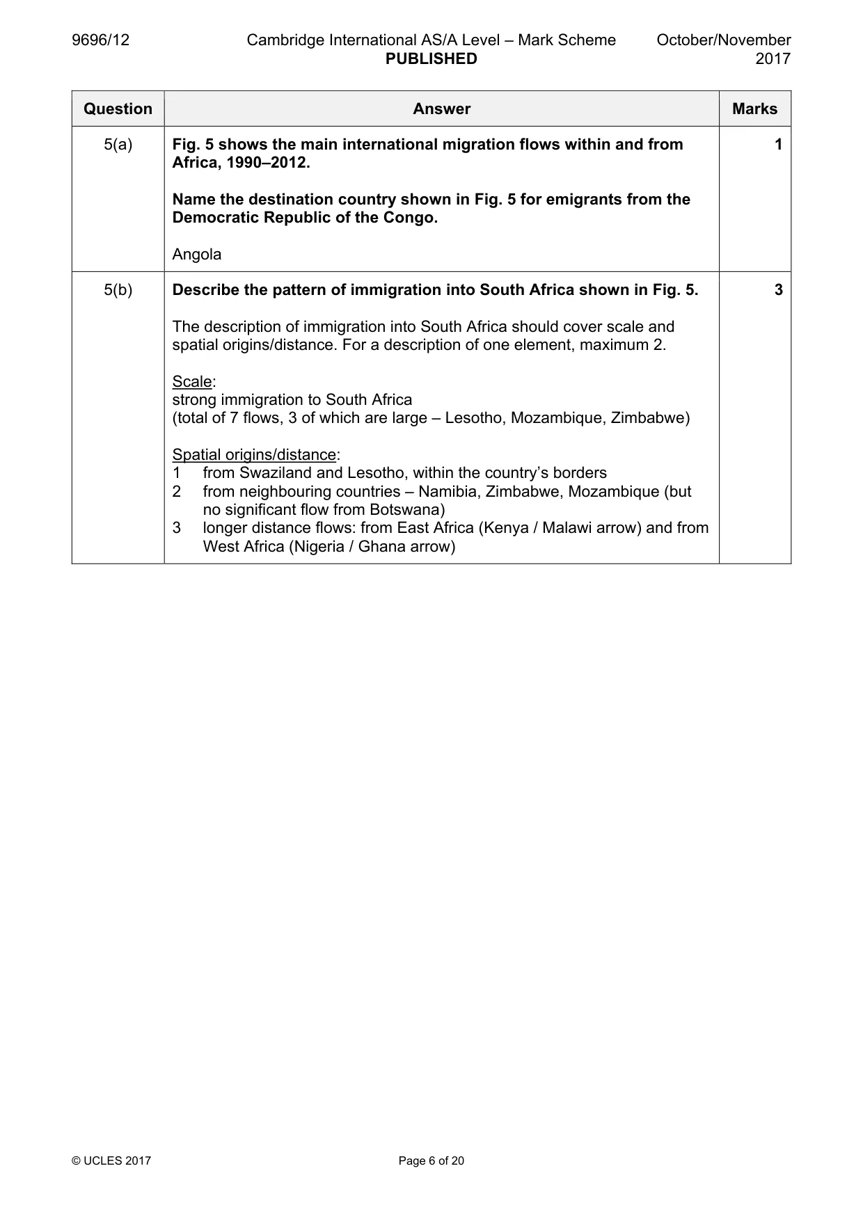 Mark scheme, page 6 of 20