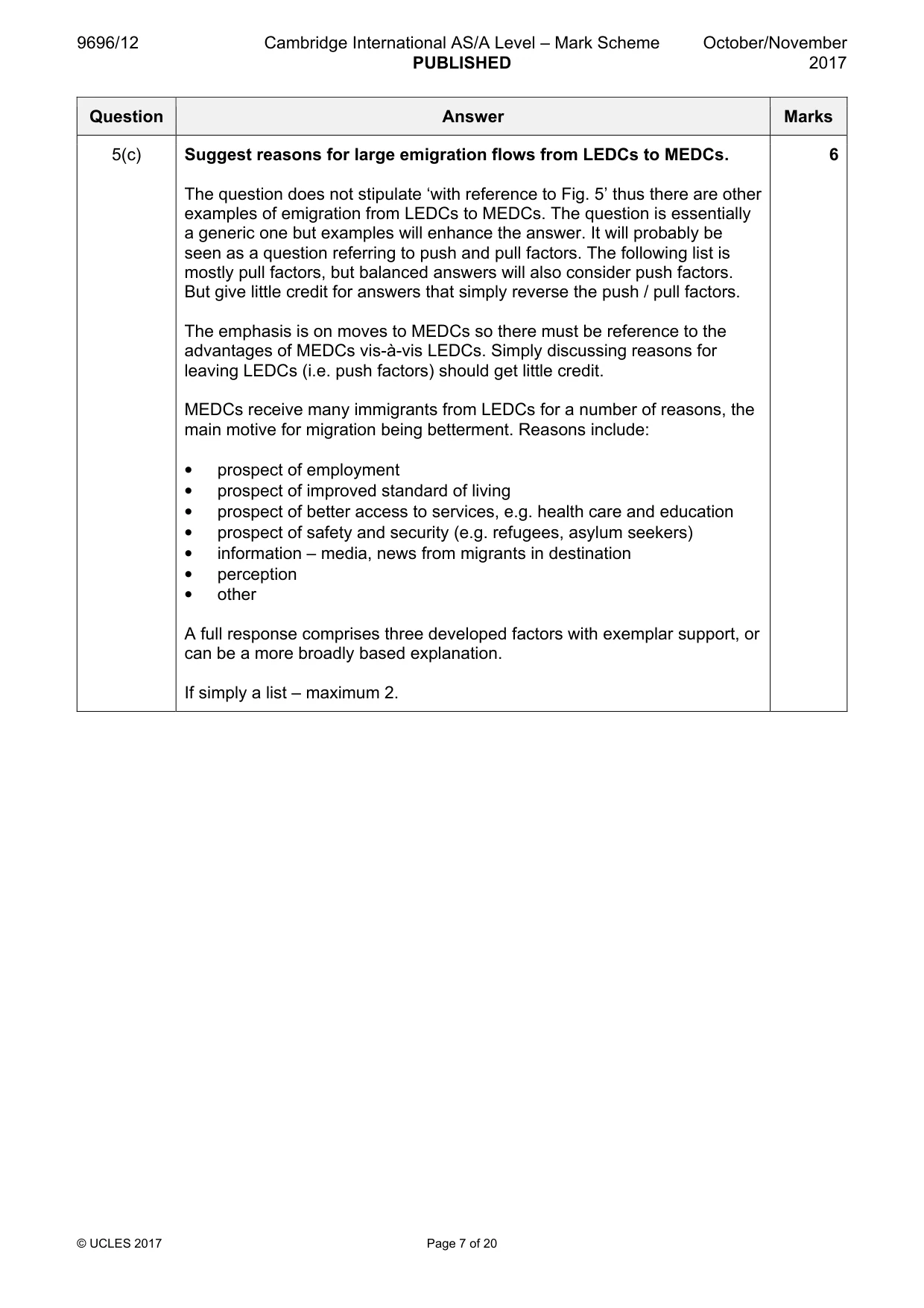 Mark scheme, page 7 of 20