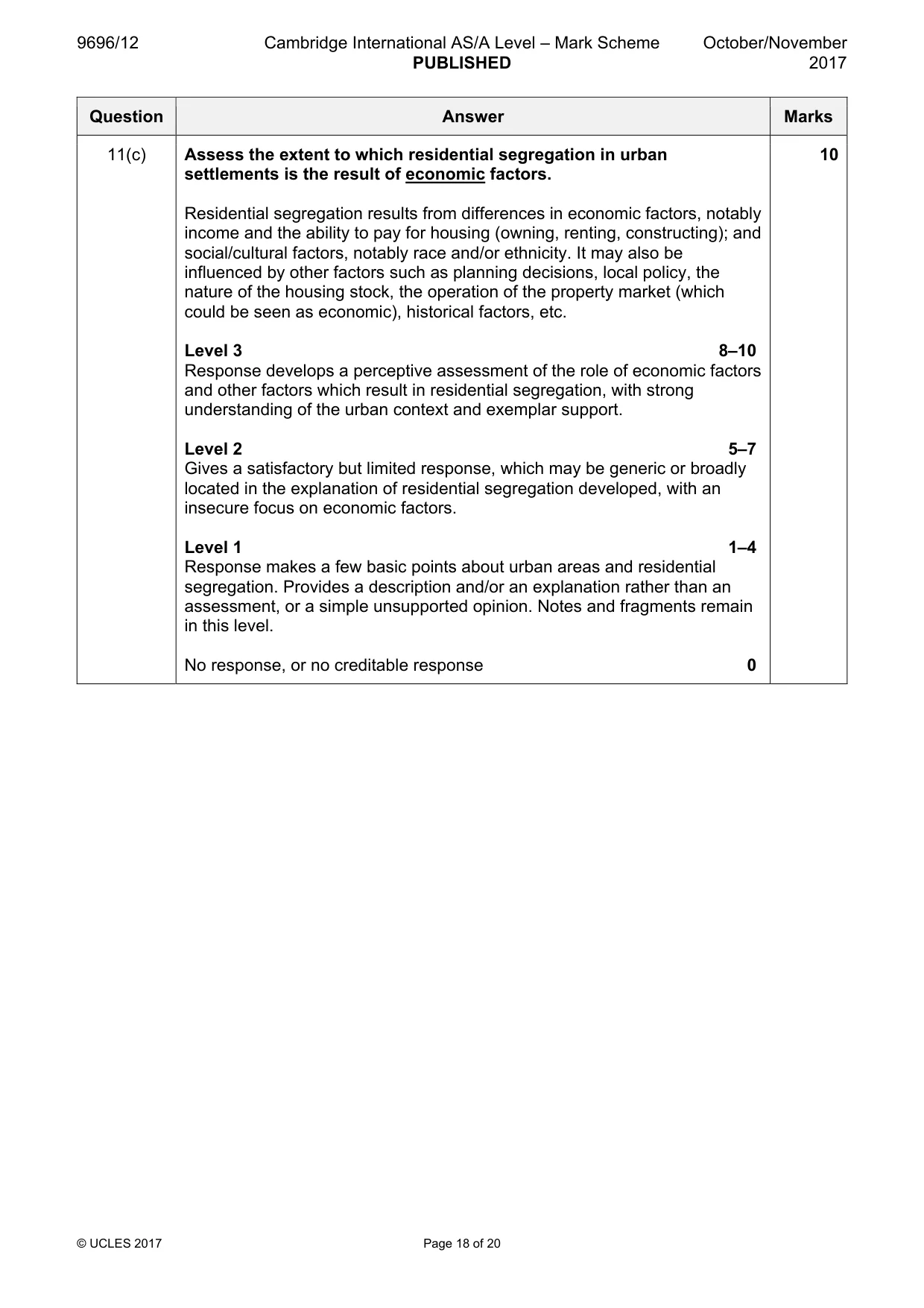 Mark scheme, page 18 of 20