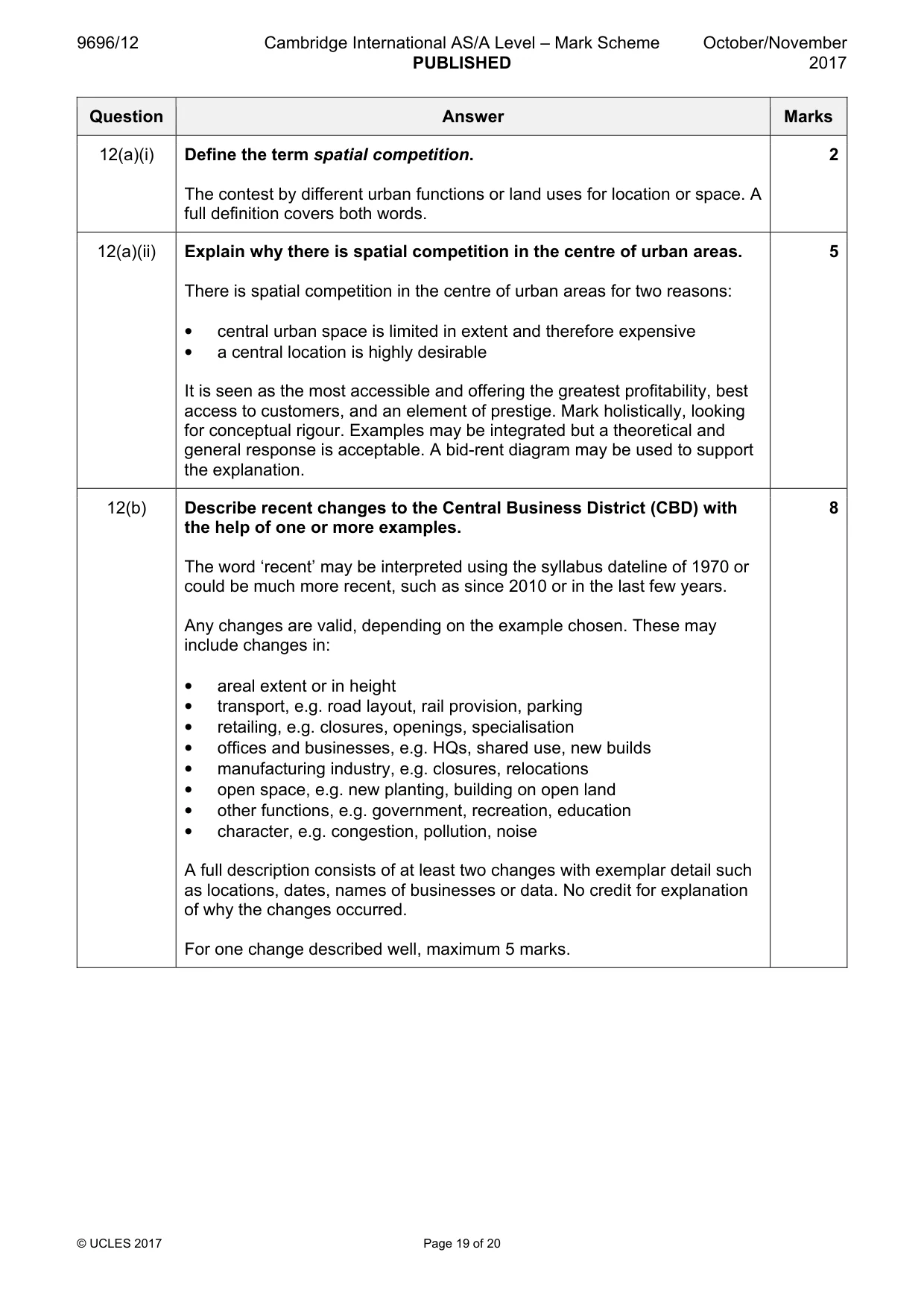 Mark scheme, page 19 of 20
