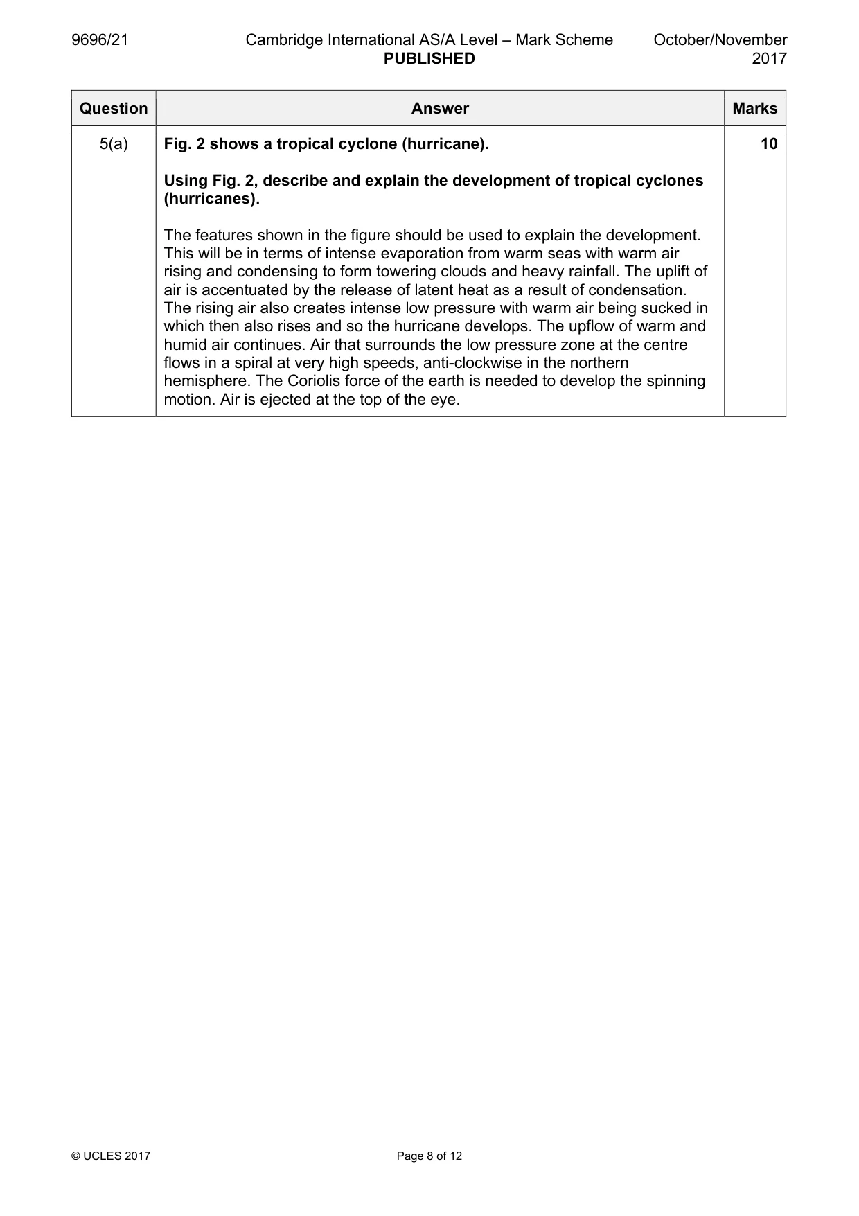 Mark scheme, page 8 of 12