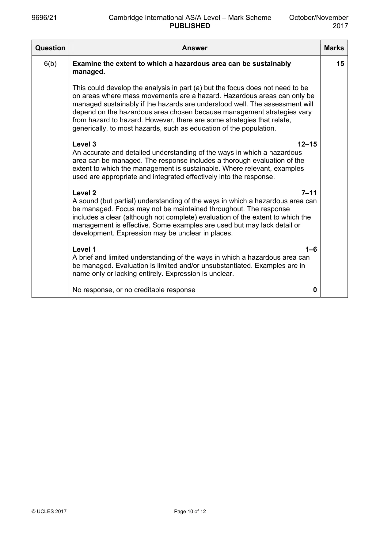 Mark scheme, page 10 of 12