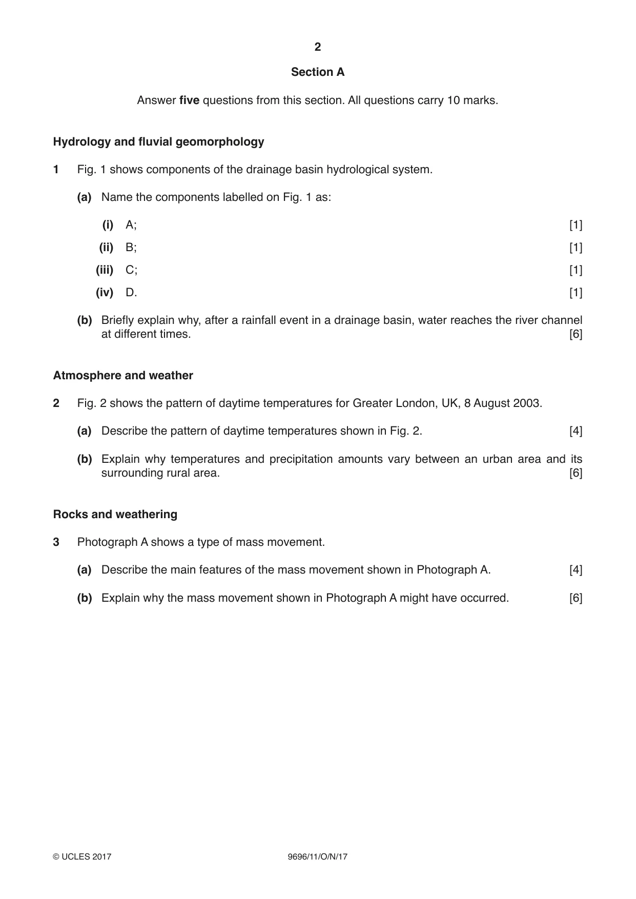 Cambridge A Level Geography 9696 2017 Oct/Nov Paper 1 · Variant 1 question paper, page 2 of 8