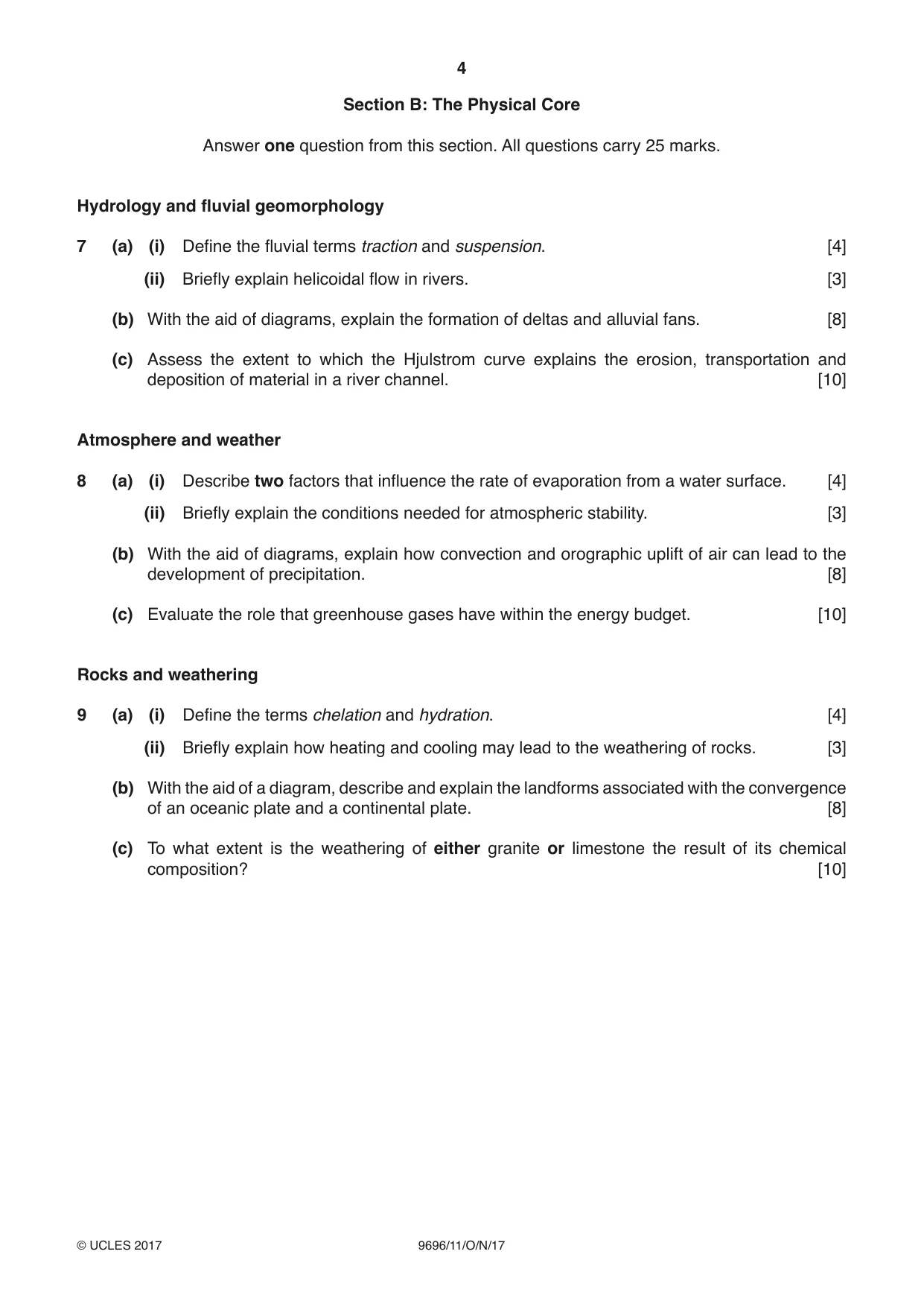 Cambridge A Level Geography 9696 2017 Oct/Nov Paper 1 · Variant 1 question paper, page 4 of 8